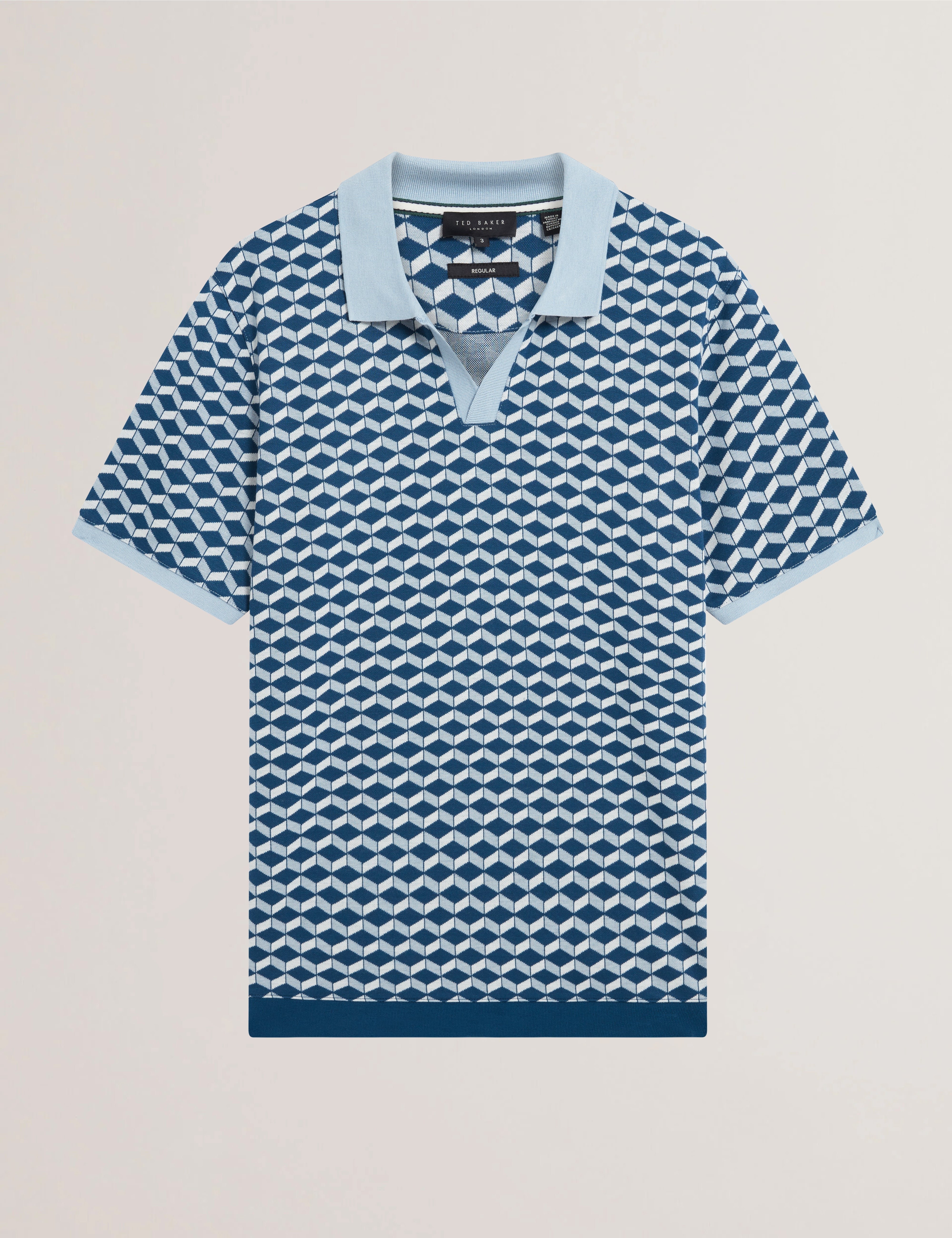 Lirien Short Sleeve Geo Jacquard Polo Dk-Blue