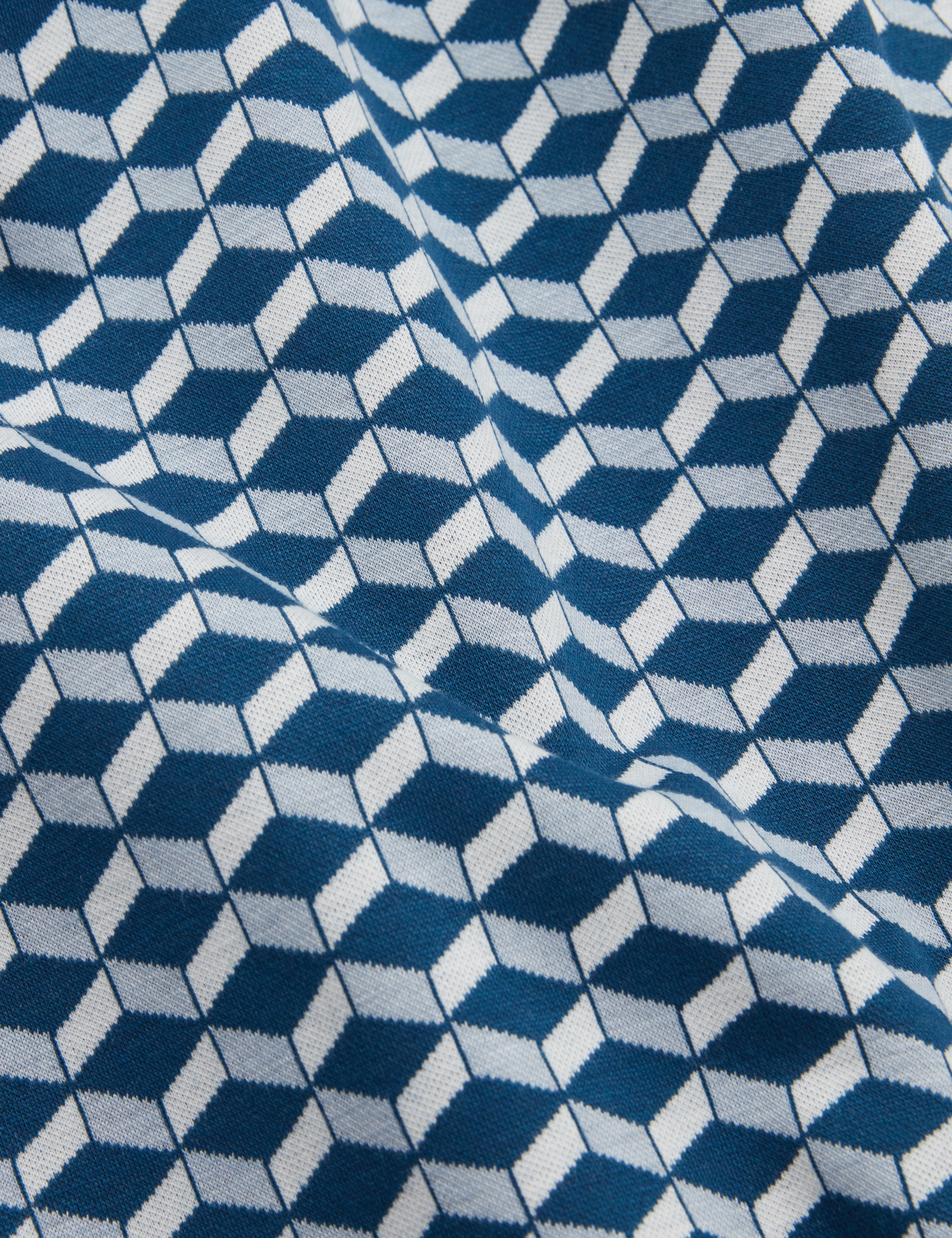 Lirien Short Sleeve Geo Jacquard Polo Dk-Blue