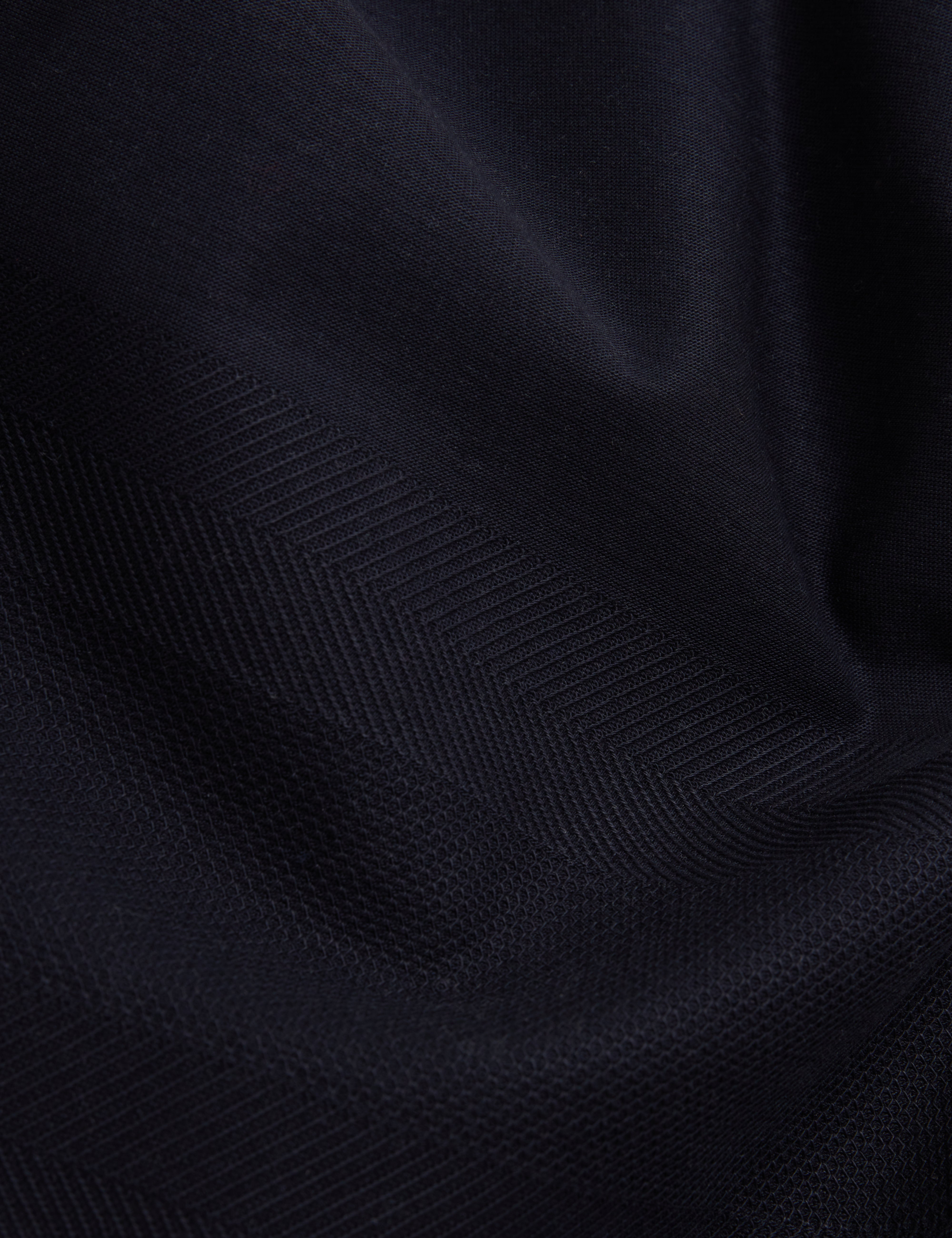 Zorin Short Sleeve Herringbone Panel Zip Polo Navy