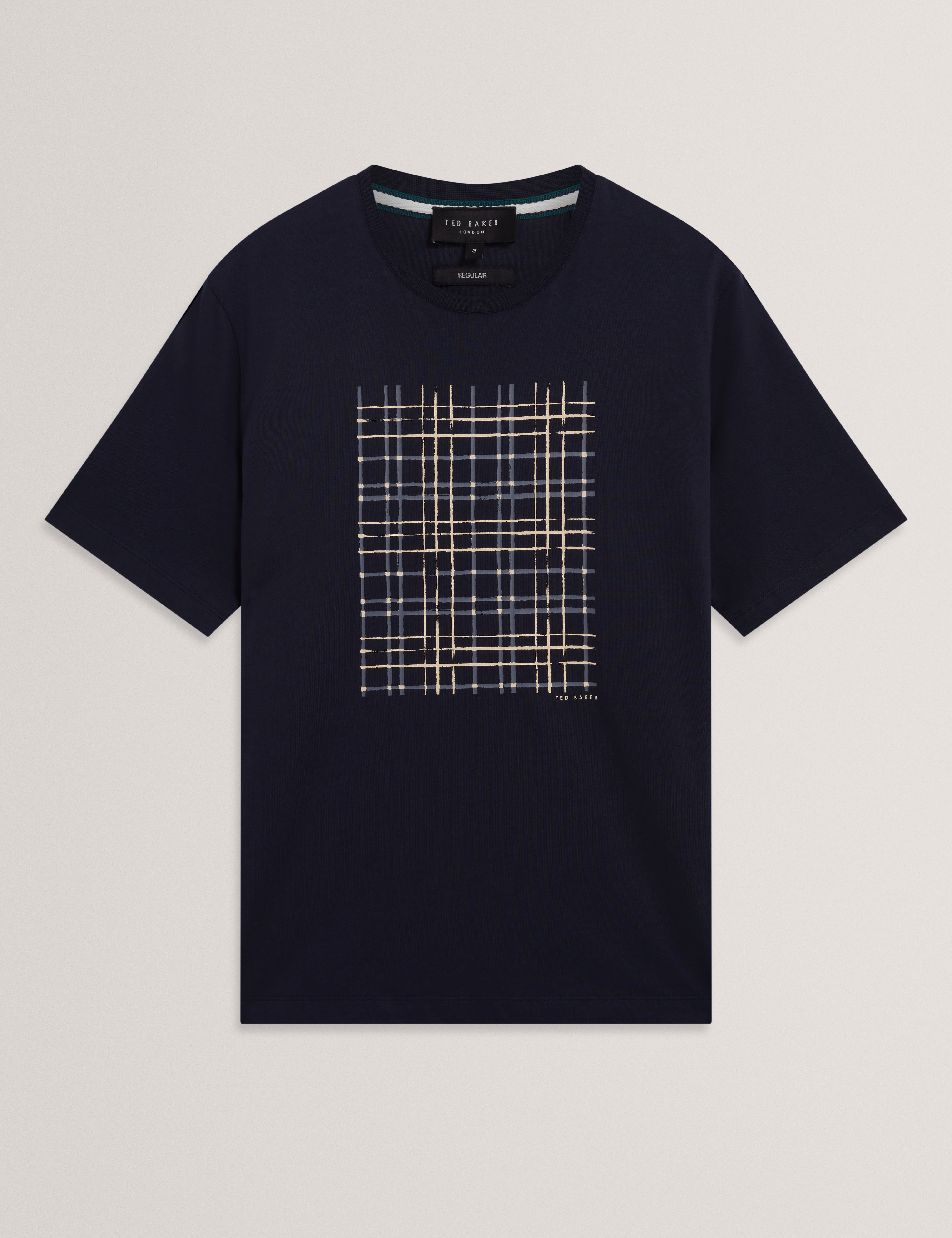 Sionan Short Sleeve Box Print T-Shirt Navy