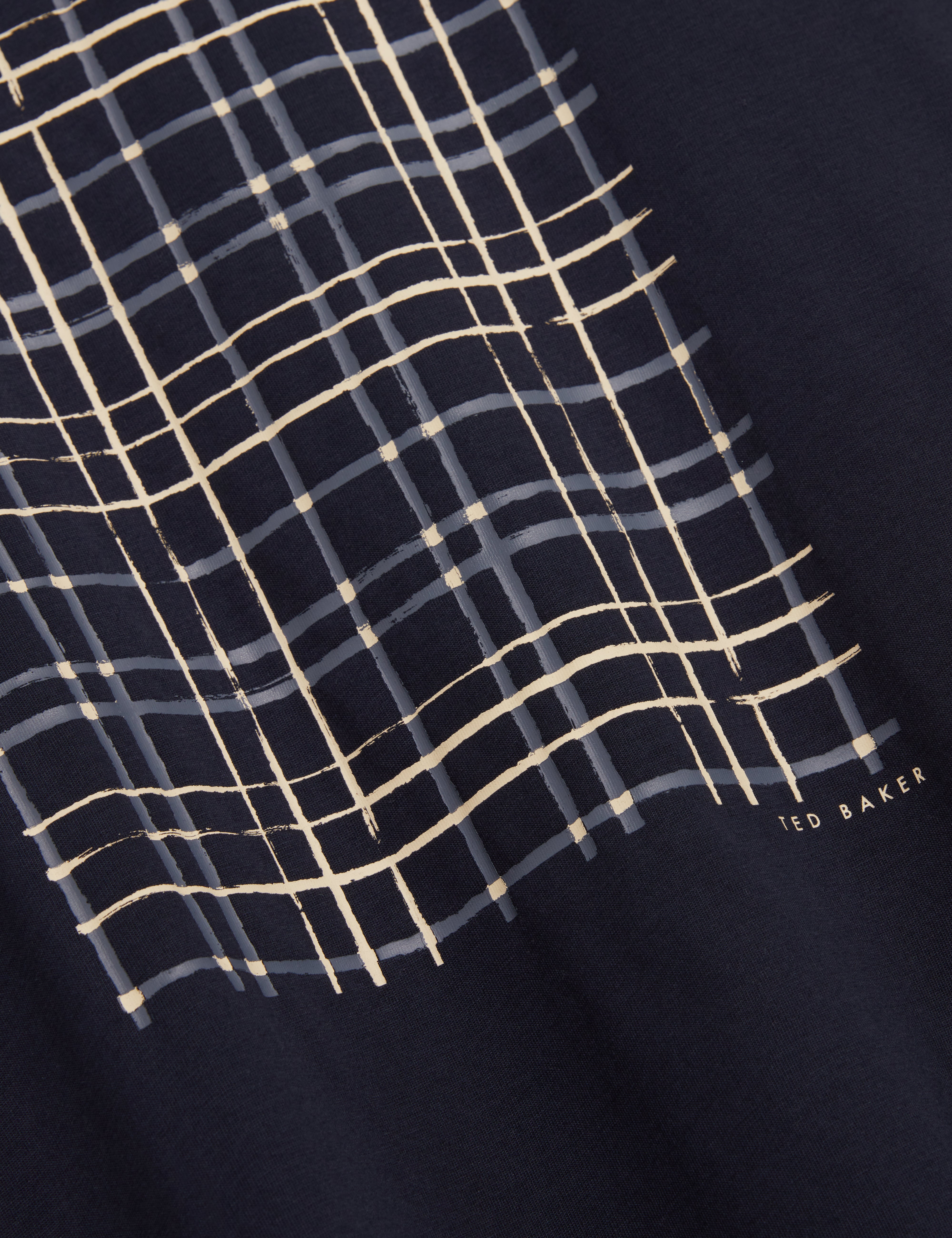 Sionan Short Sleeve Box Print T-Shirt Navy