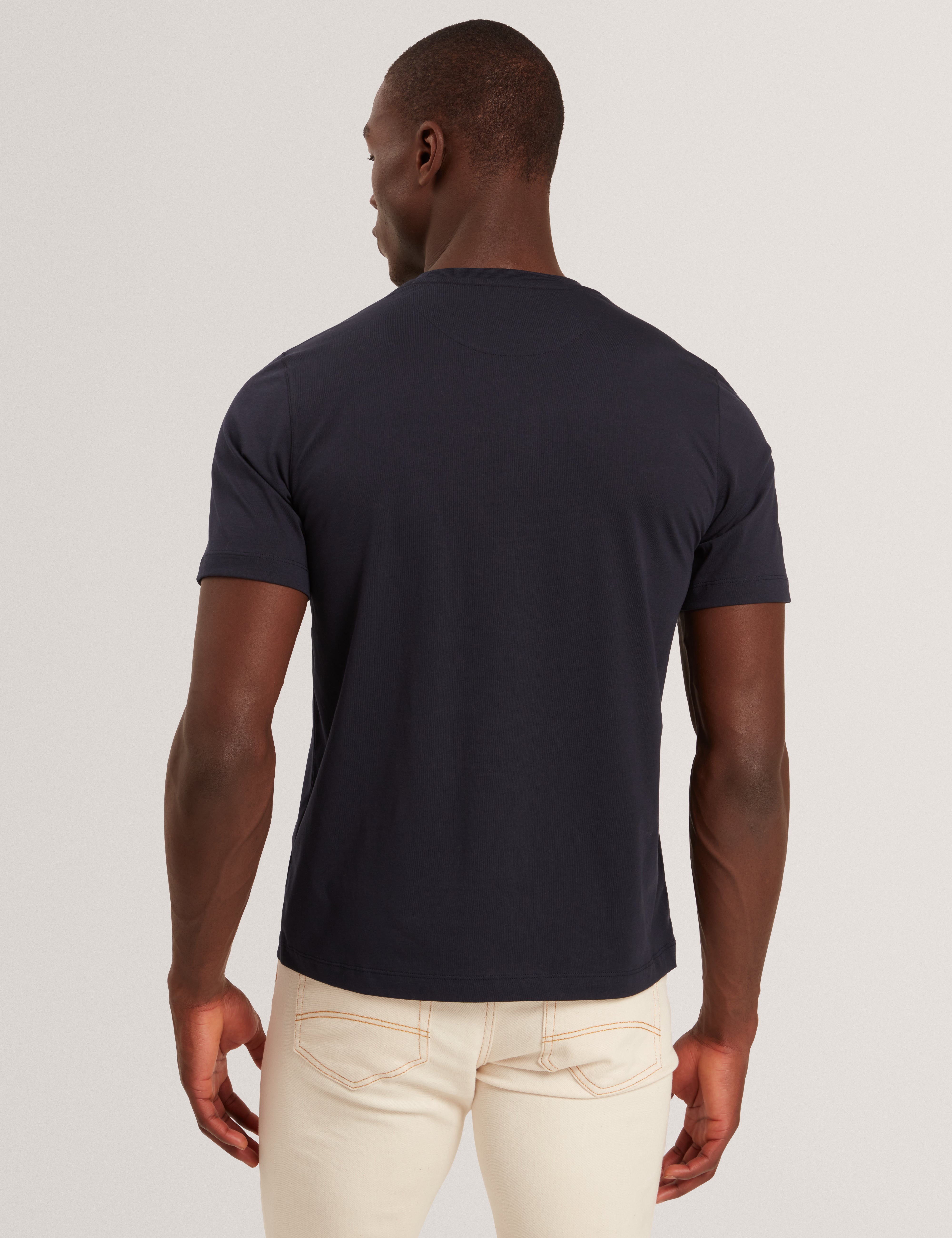Sionan Short Sleeve Box Print T-Shirt Navy