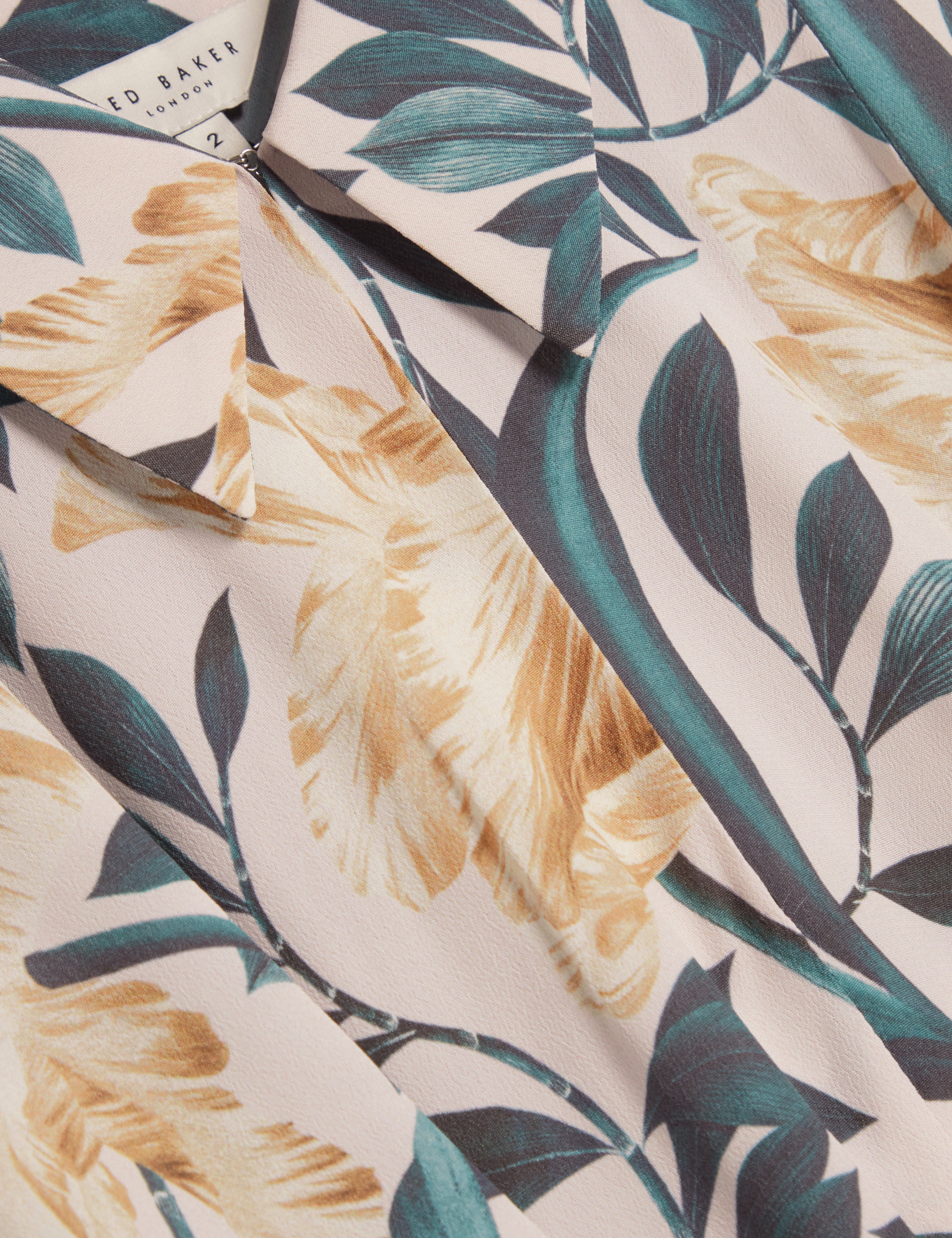 Gehmma Printed Tie Detail Short Sleeve Shirt Cream
