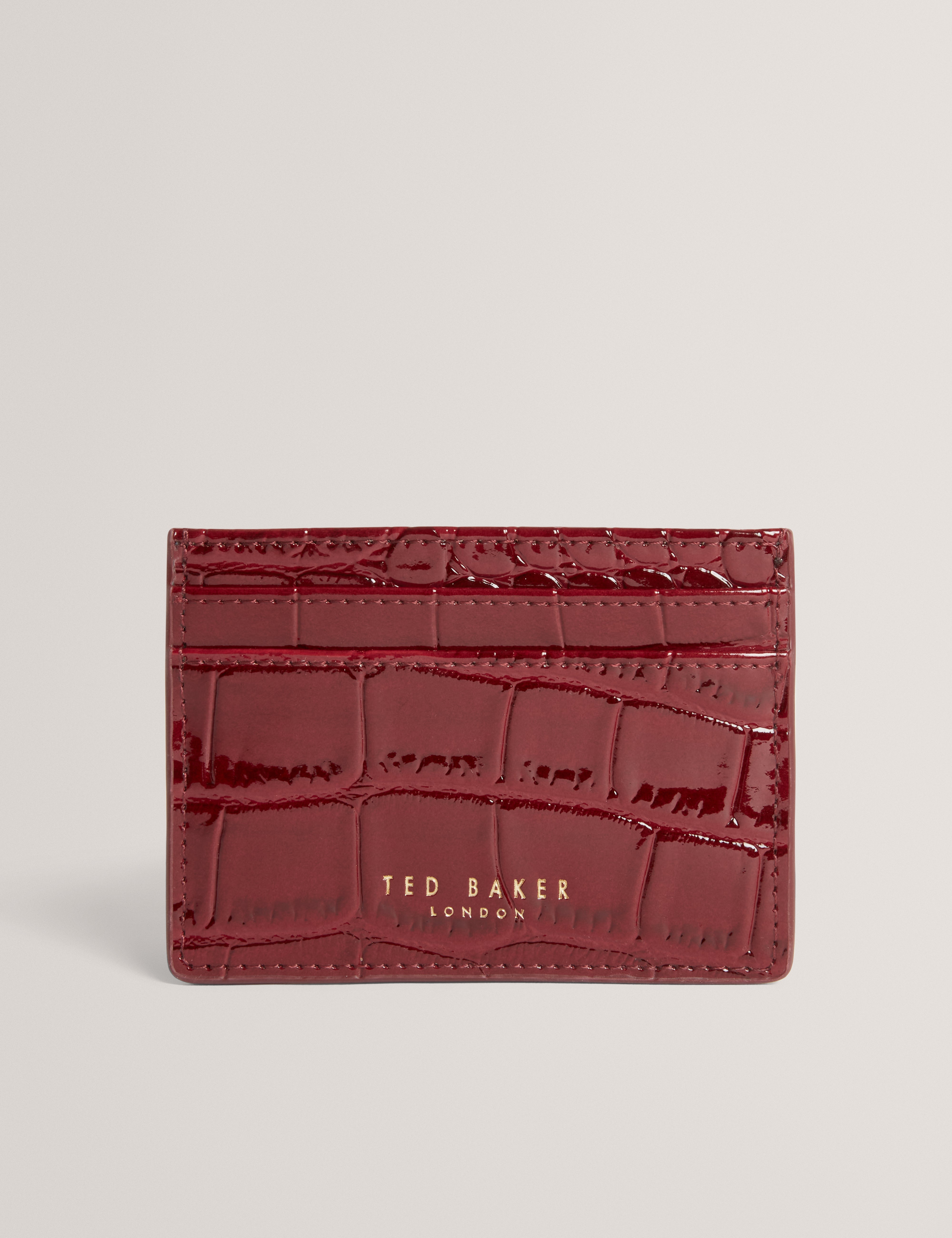 Varenya Croc Effect Card Holder Wine