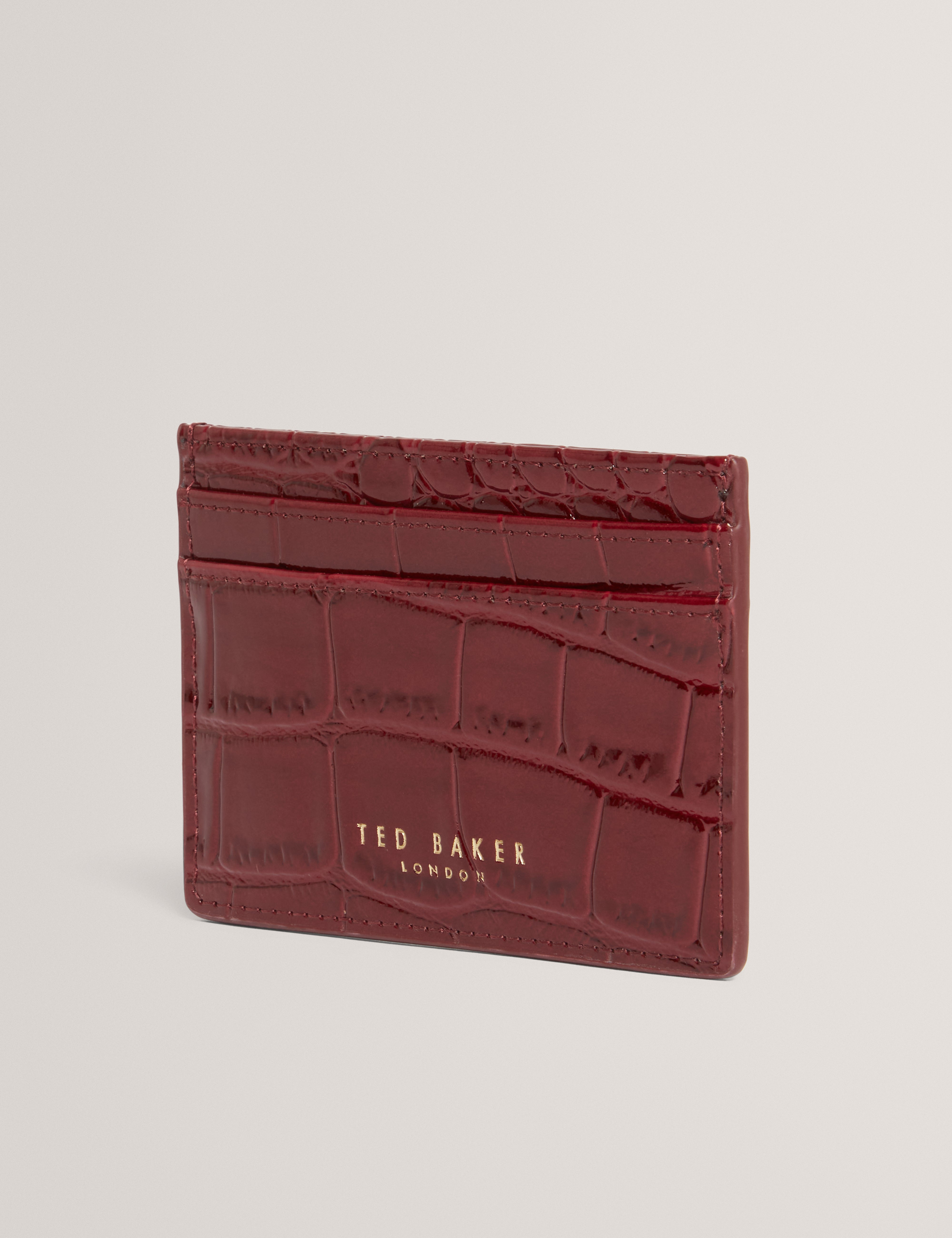 Varenya Croc Effect Card Holder Wine