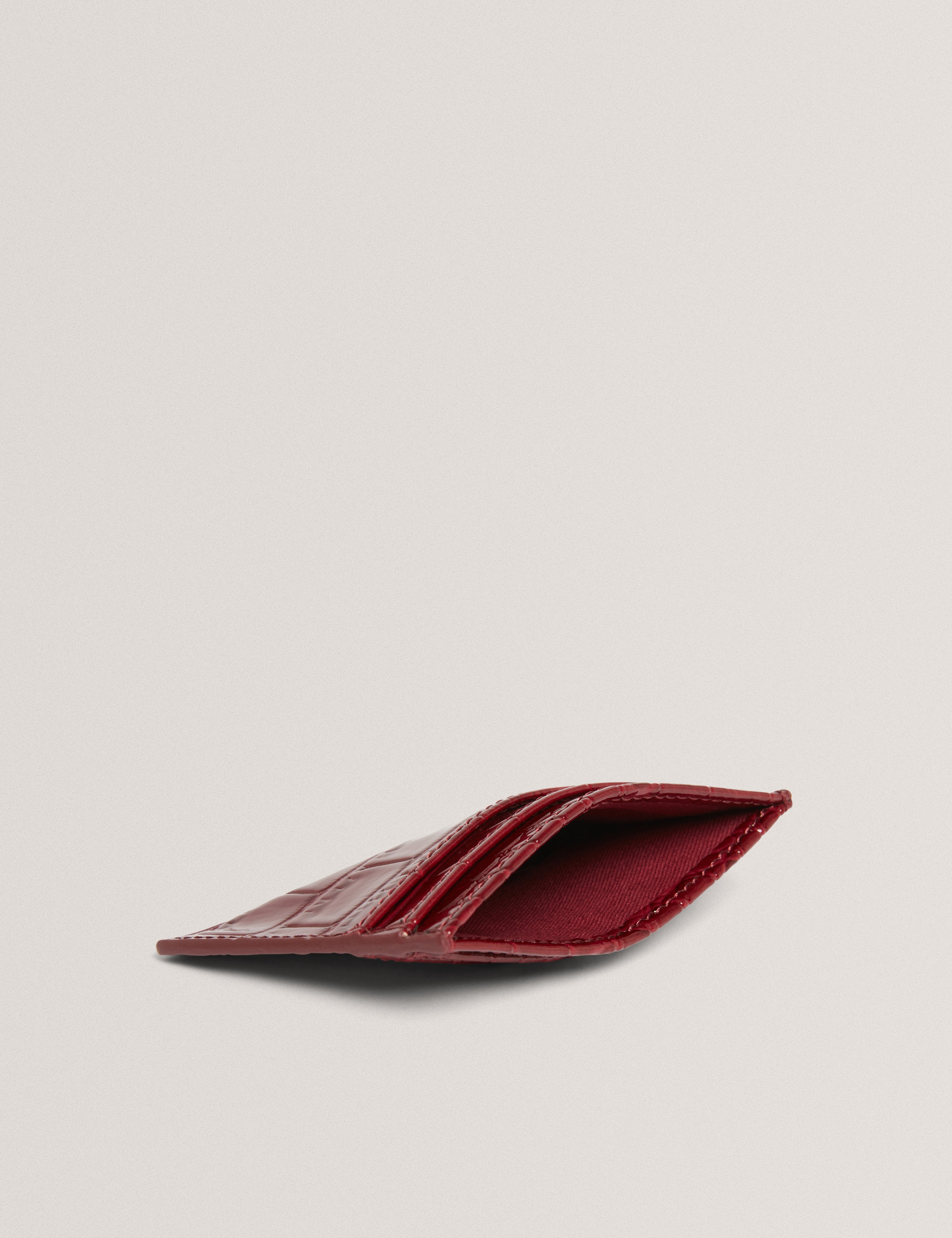 Varenya Croc Effect Card Holder Wine