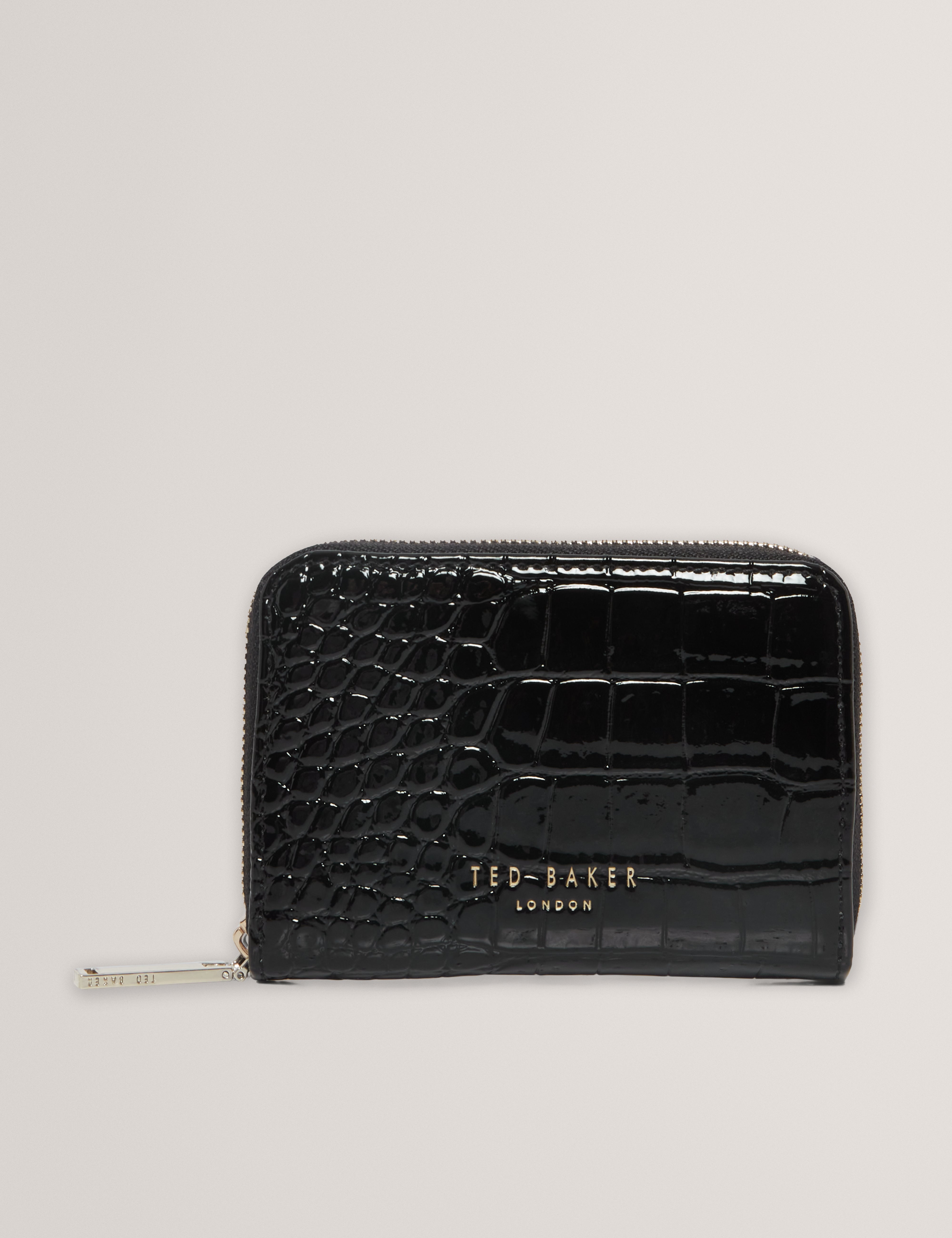 Varlee Croc Effect Small Zip Around Wallet Black