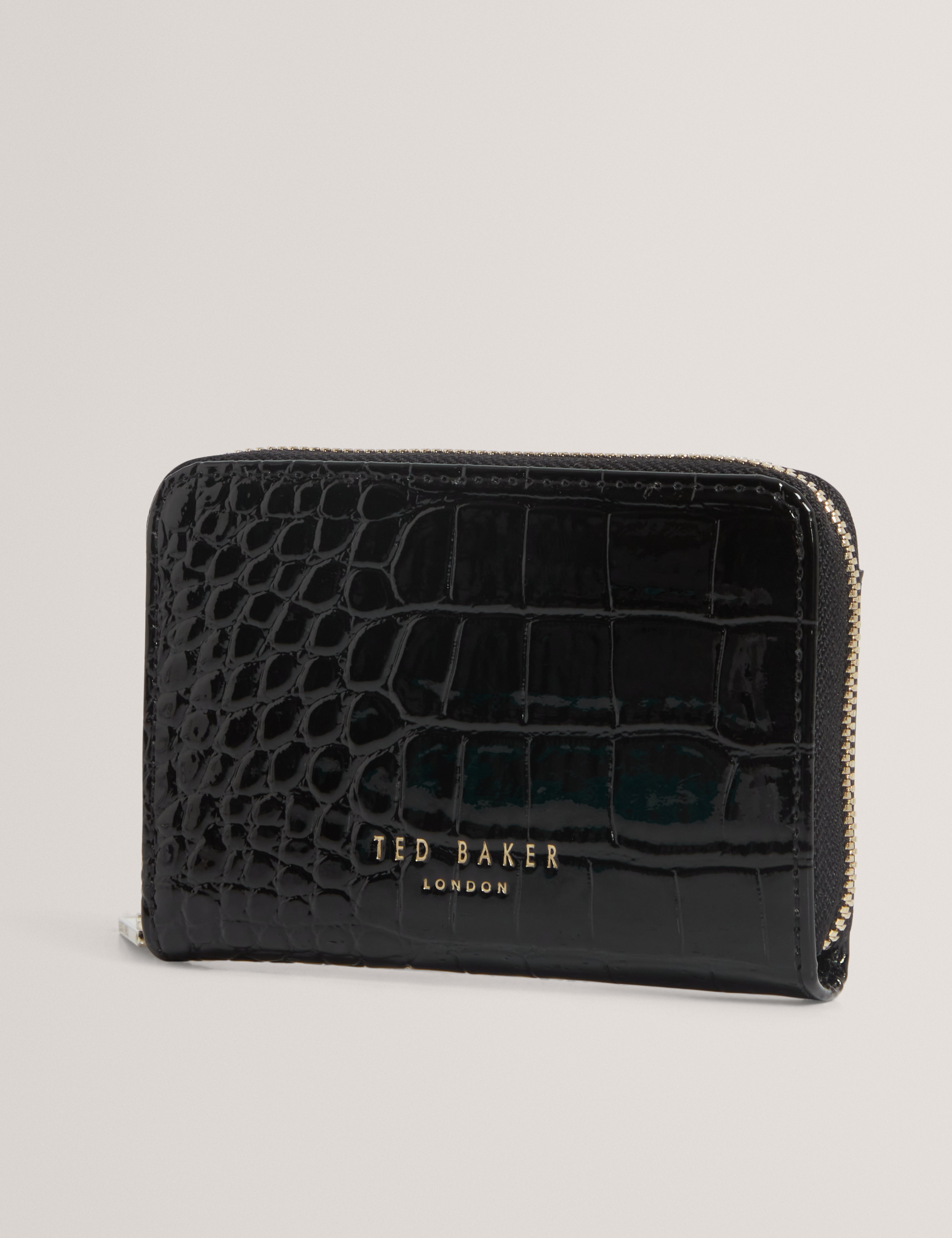 Varlee Croc Effect Small Zip Around Wallet Black