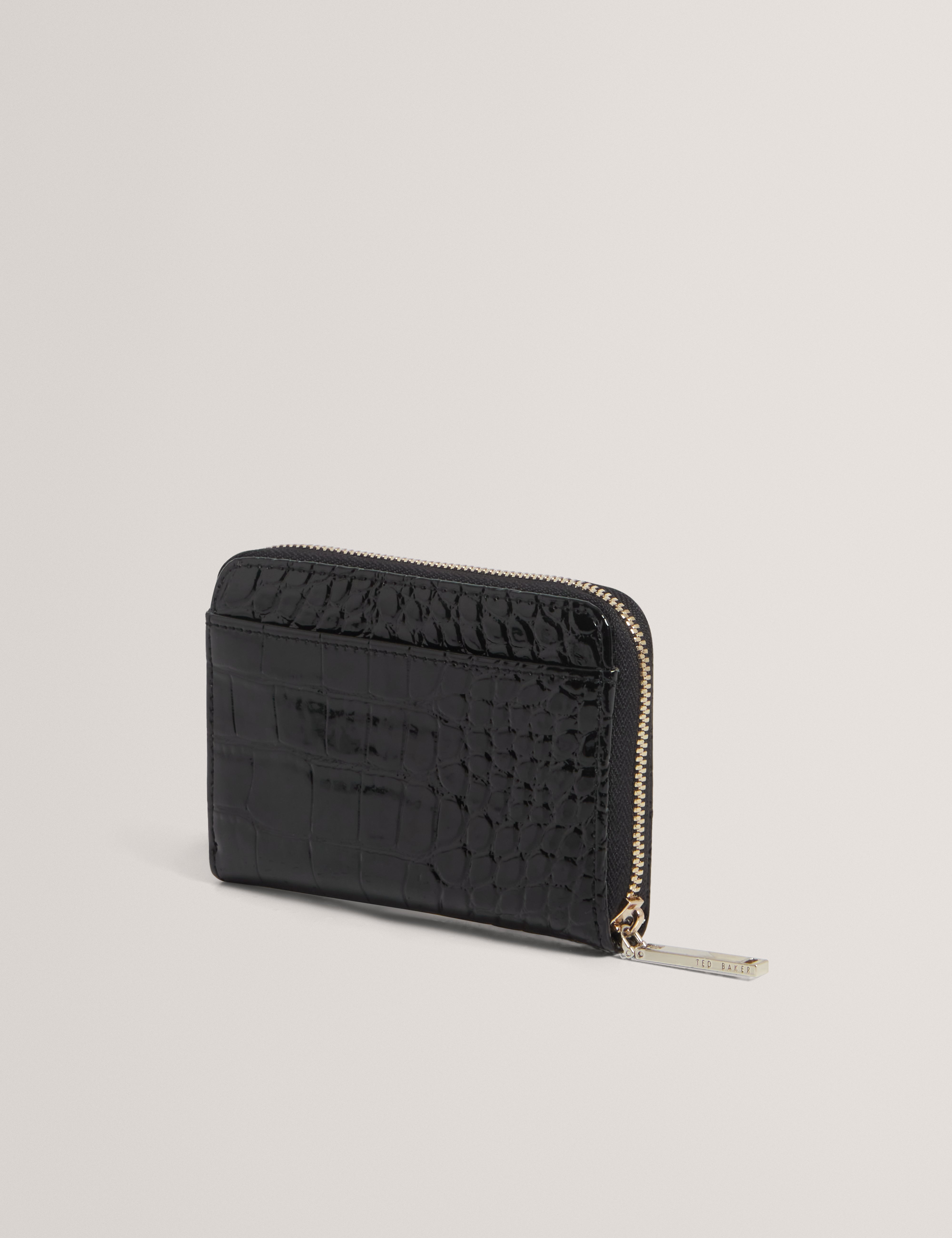 Varlee Croc Effect Small Zip Around Wallet Black