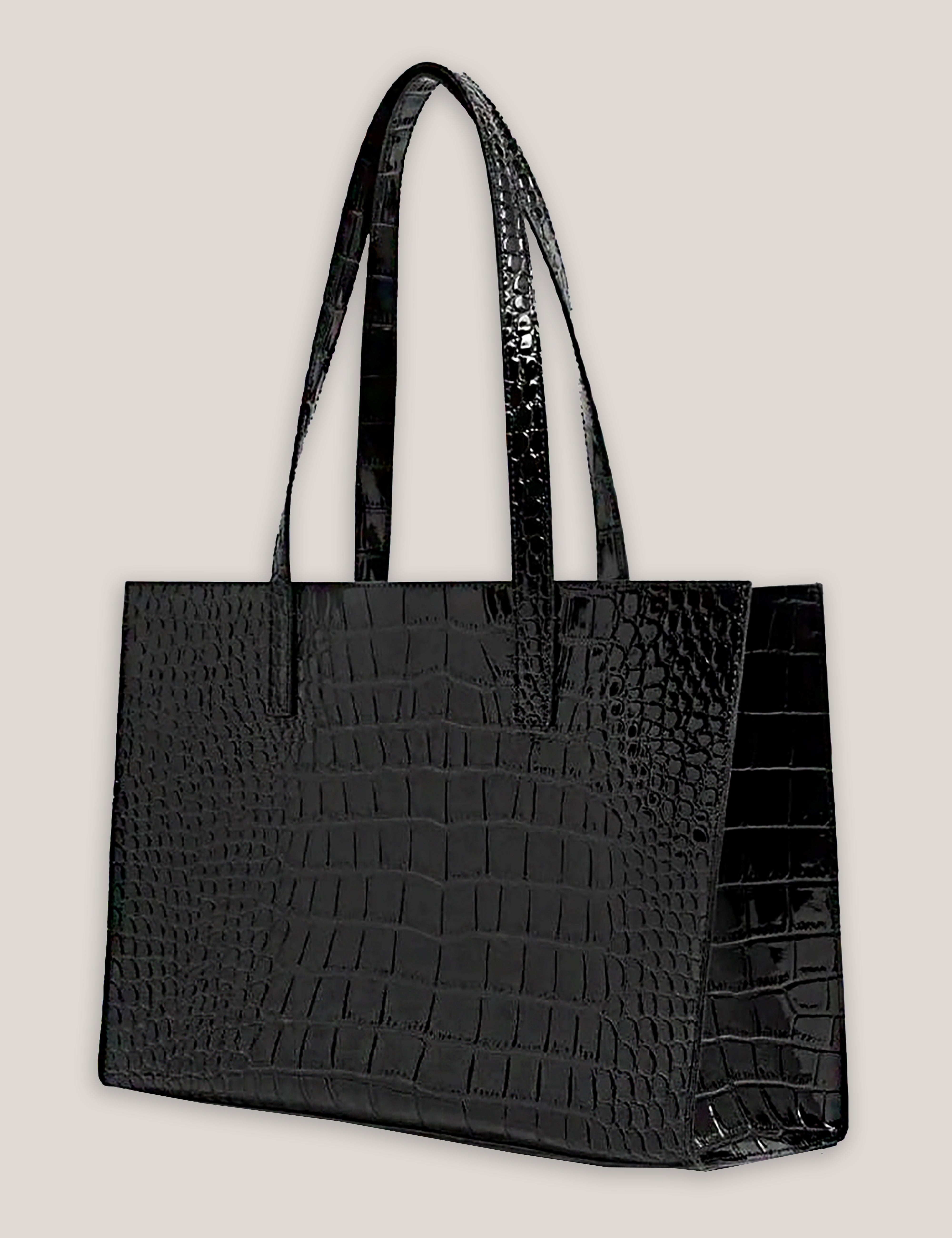 Welona E/W Croc Effect Elongated Icon Bag Black