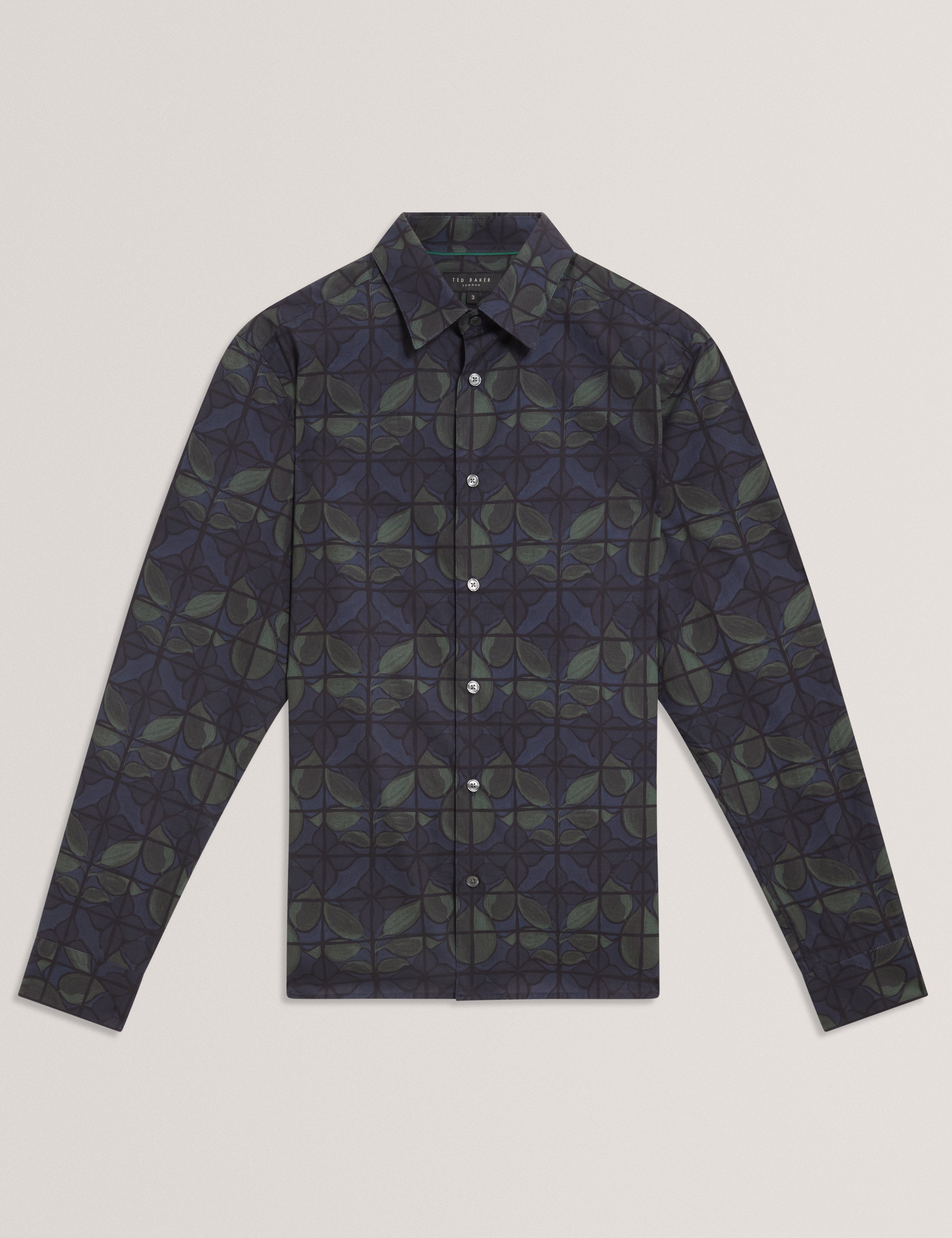 Frankkn Long Sleeve Regular Fit Floral Check Navy