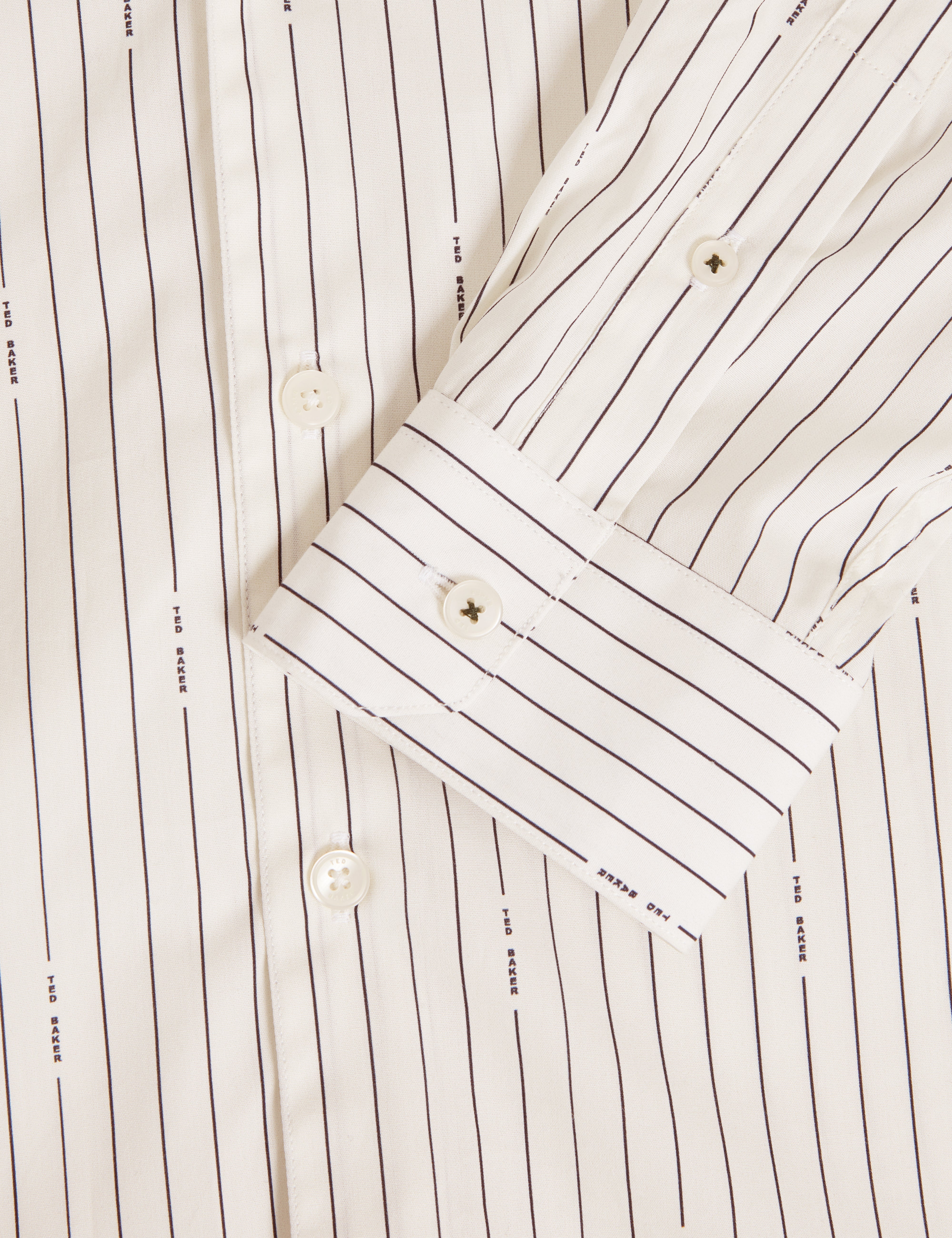 Hangent Ls Regular Fit Branded Stripe Print Shir Ecru