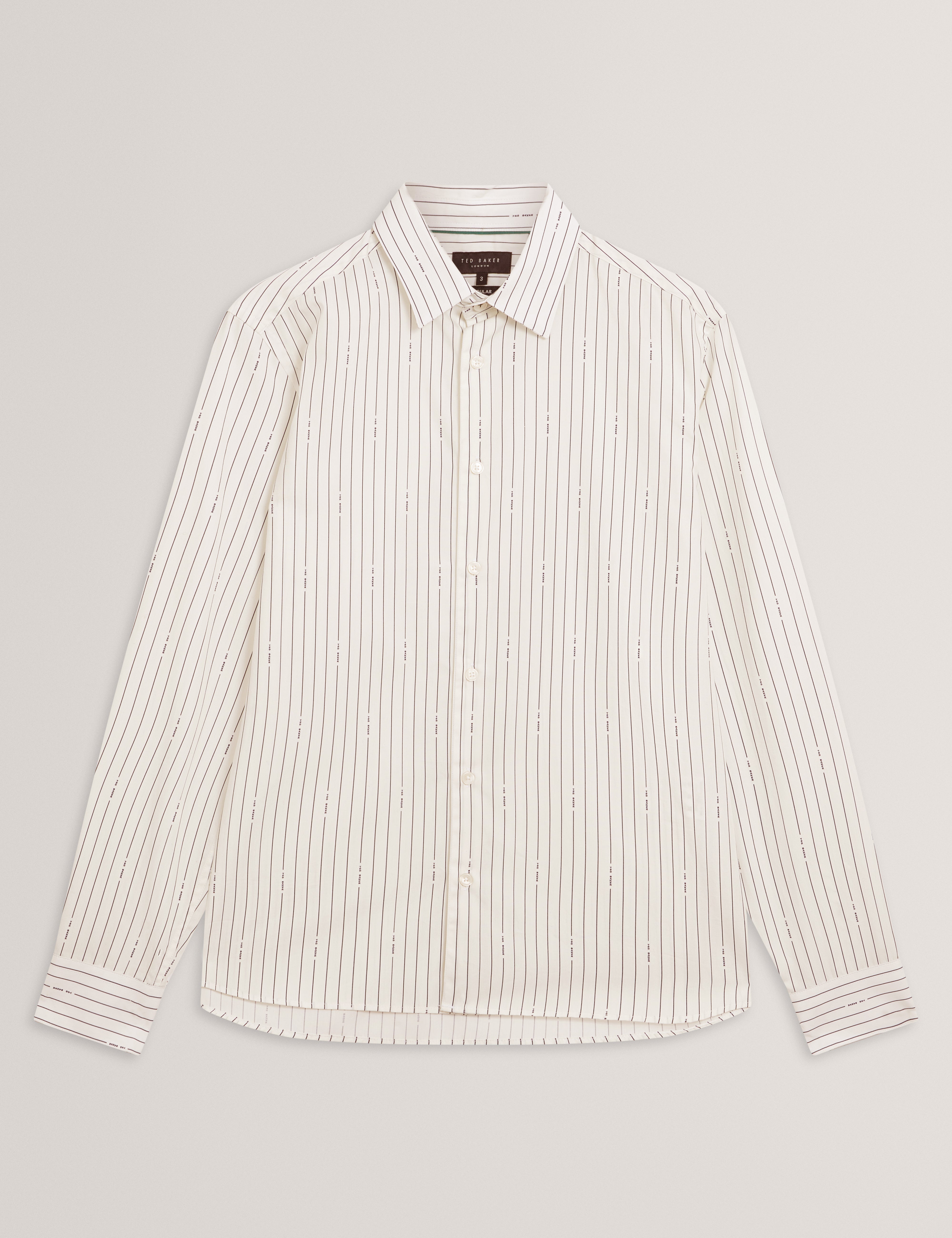 Hangent Ls Regular Fit Branded Stripe Print Shir Ecru