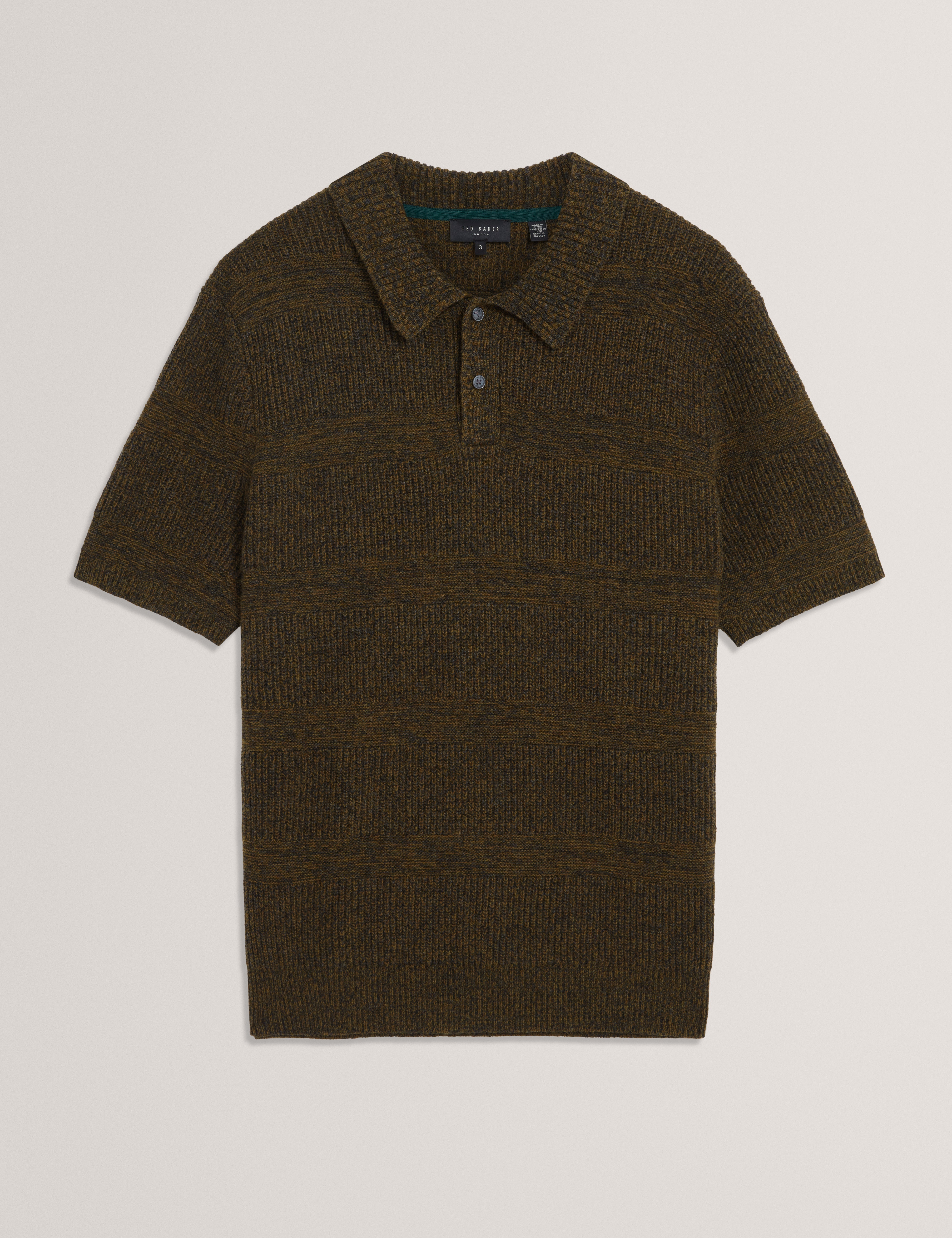 Mavik Short Sleeve Twist Stith Detail Polo Brown-Tan
