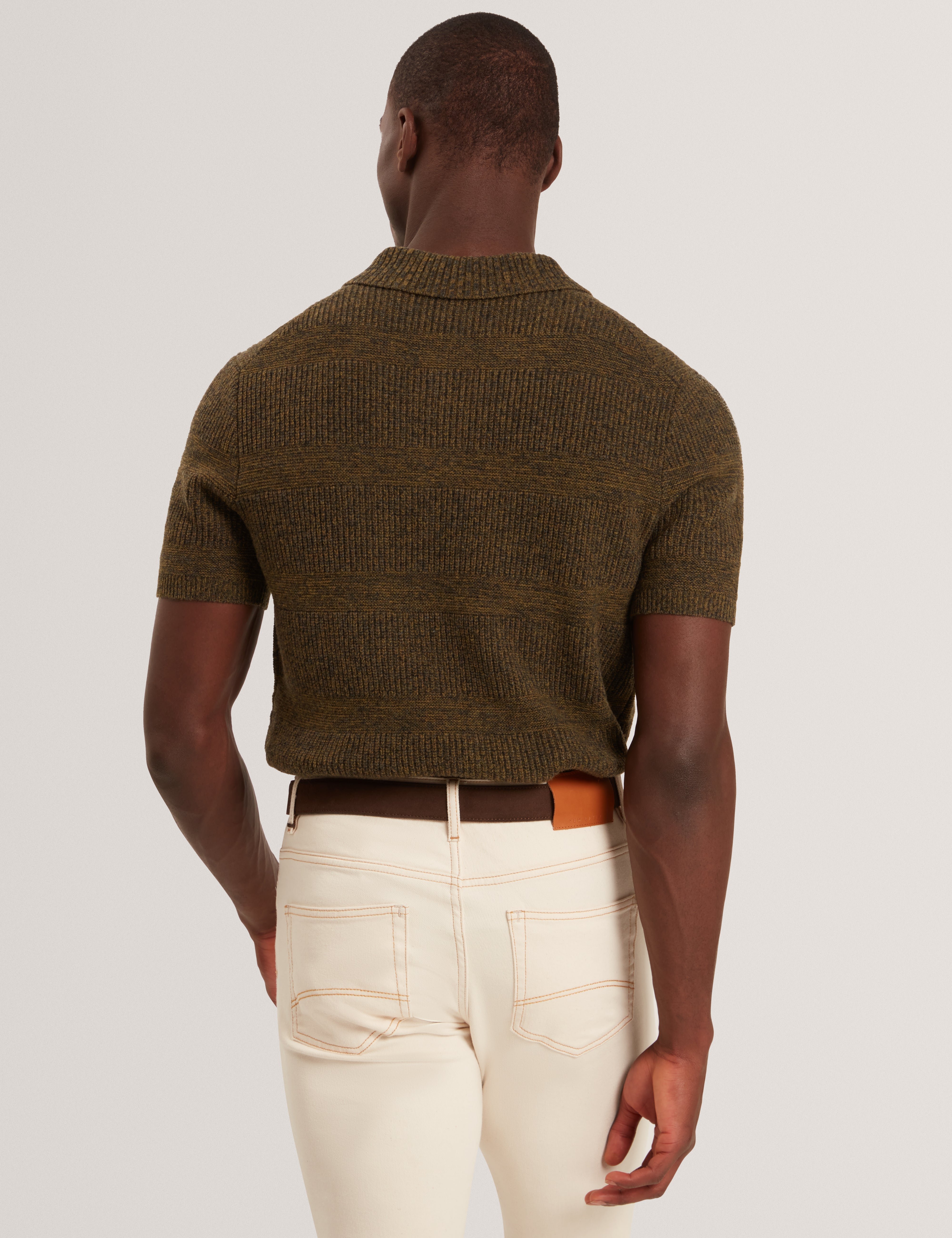 Mavik Short Sleeve Twist Stith Detail Polo Brown-Tan