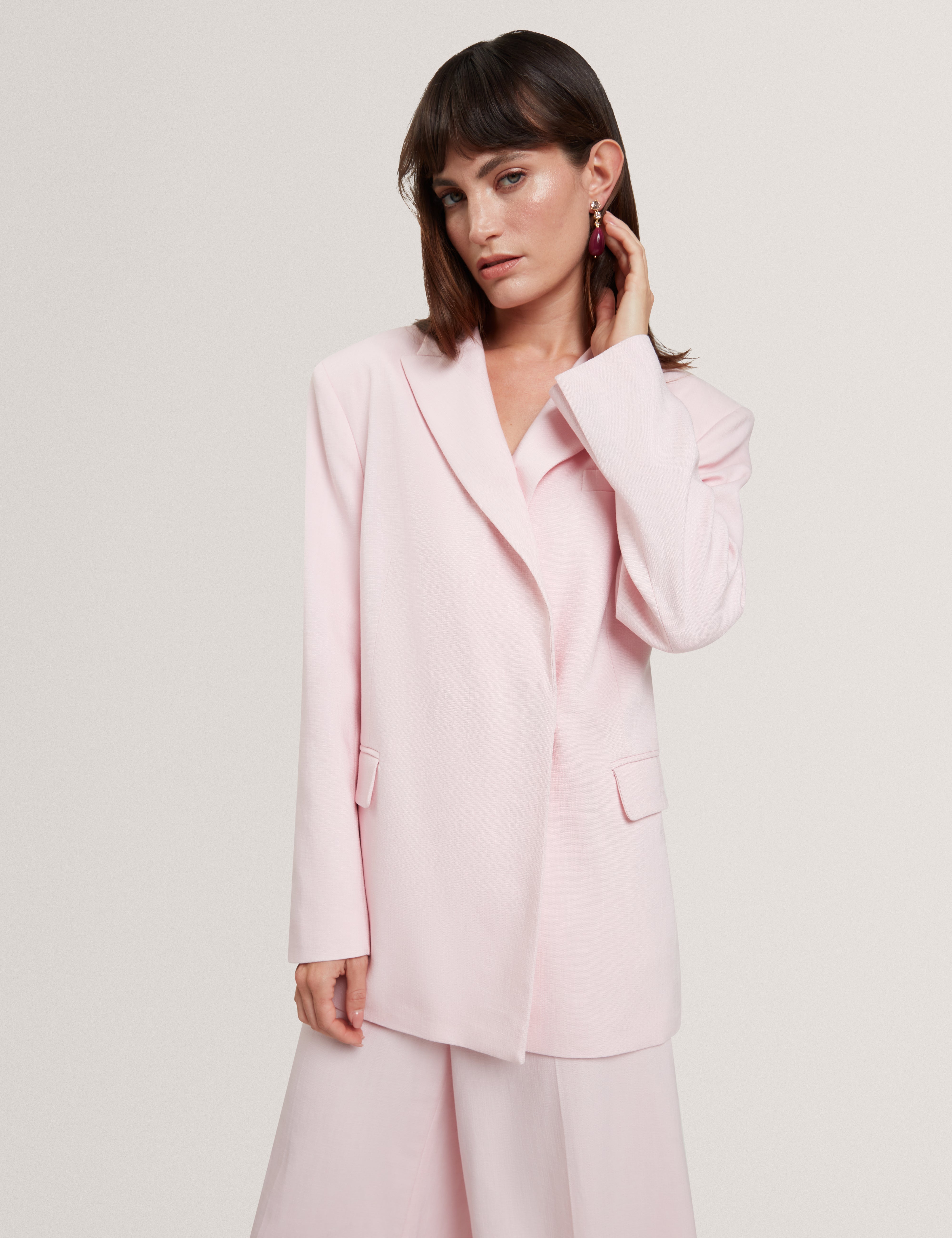 Peyaan Relaxed Longline Blazer Lt-Pink