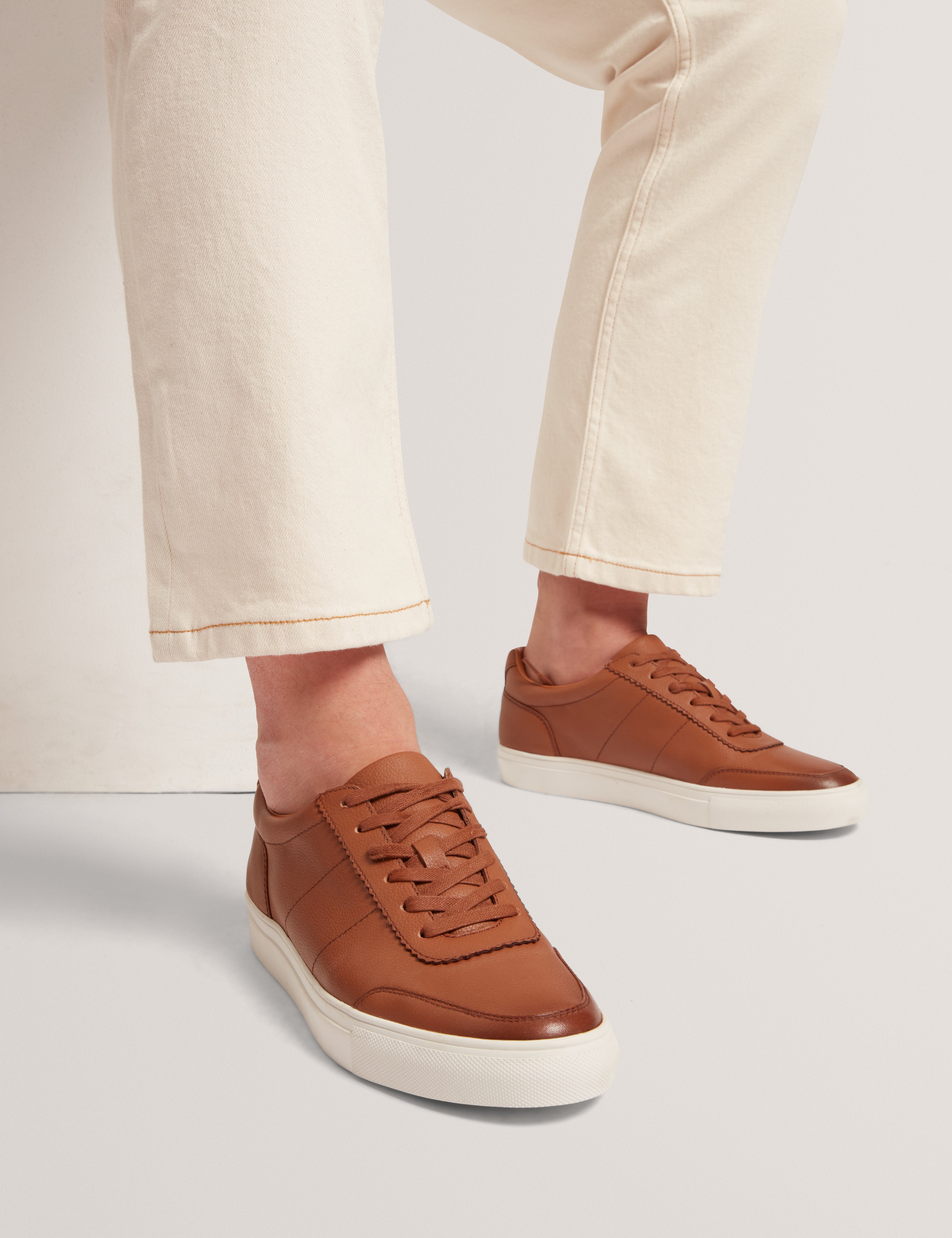 Kerison Pebbled Leather Trainer Tan