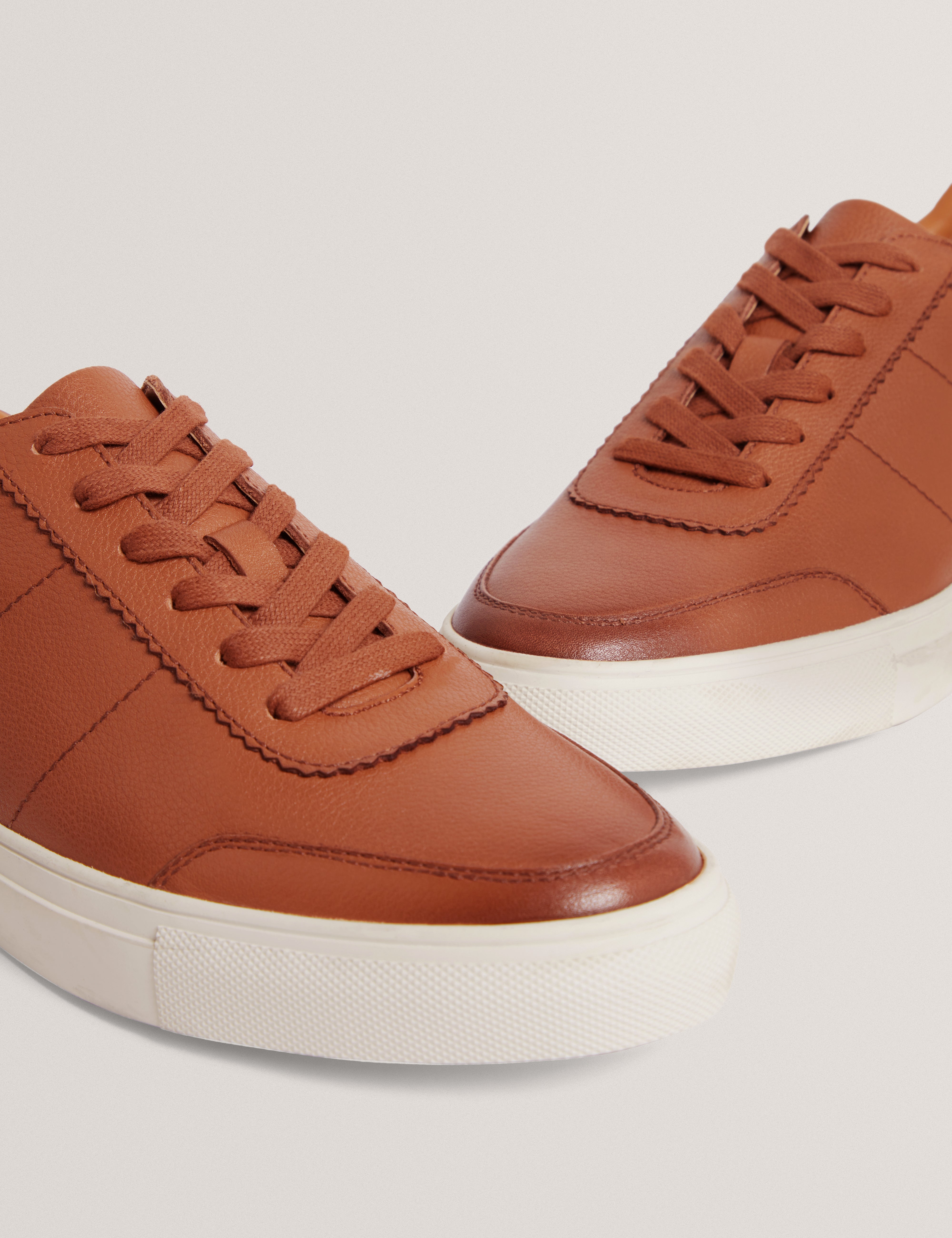 Kerison Pebbled Leather Trainer Tan
