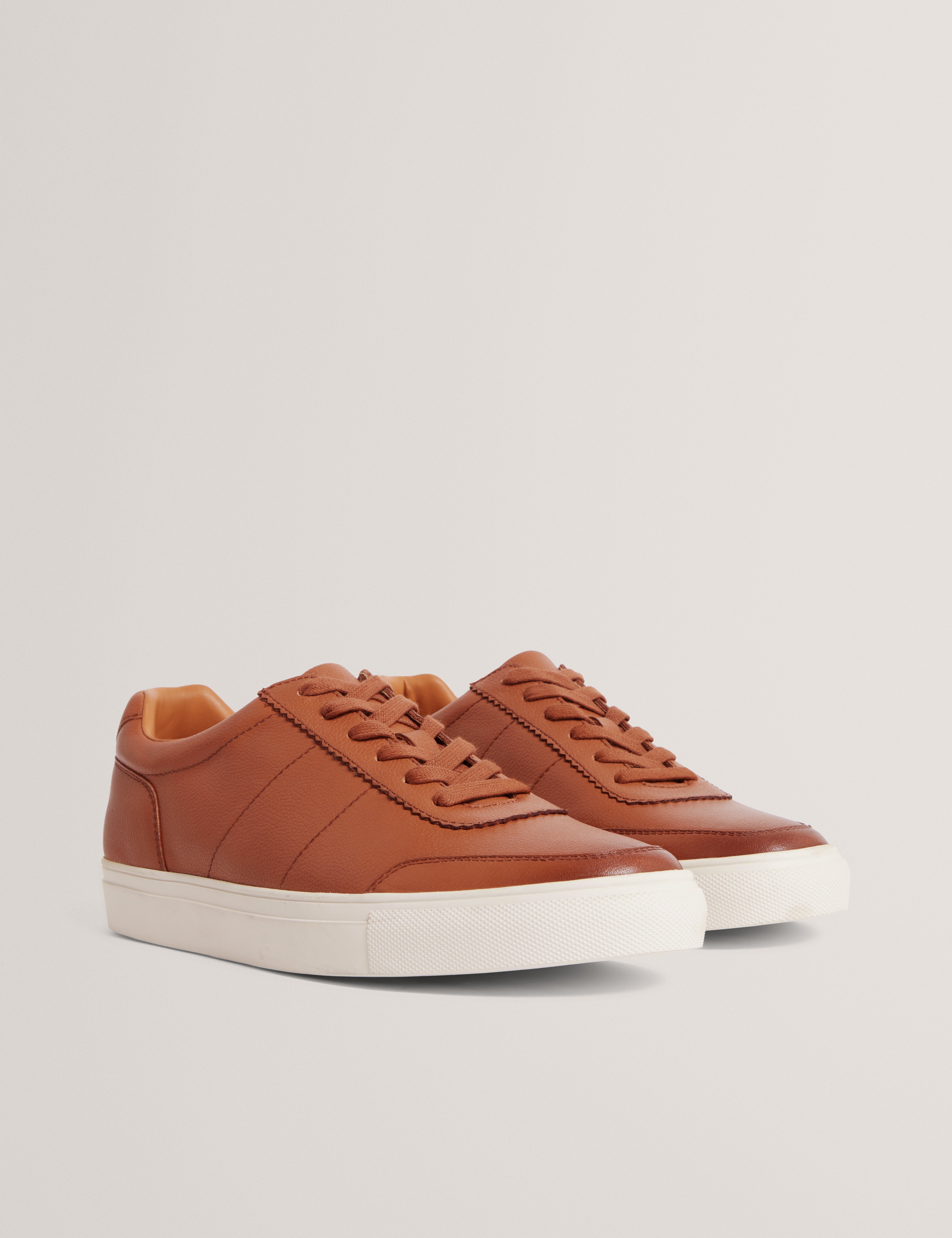 Kerison Pebbled Leather Trainer Tan