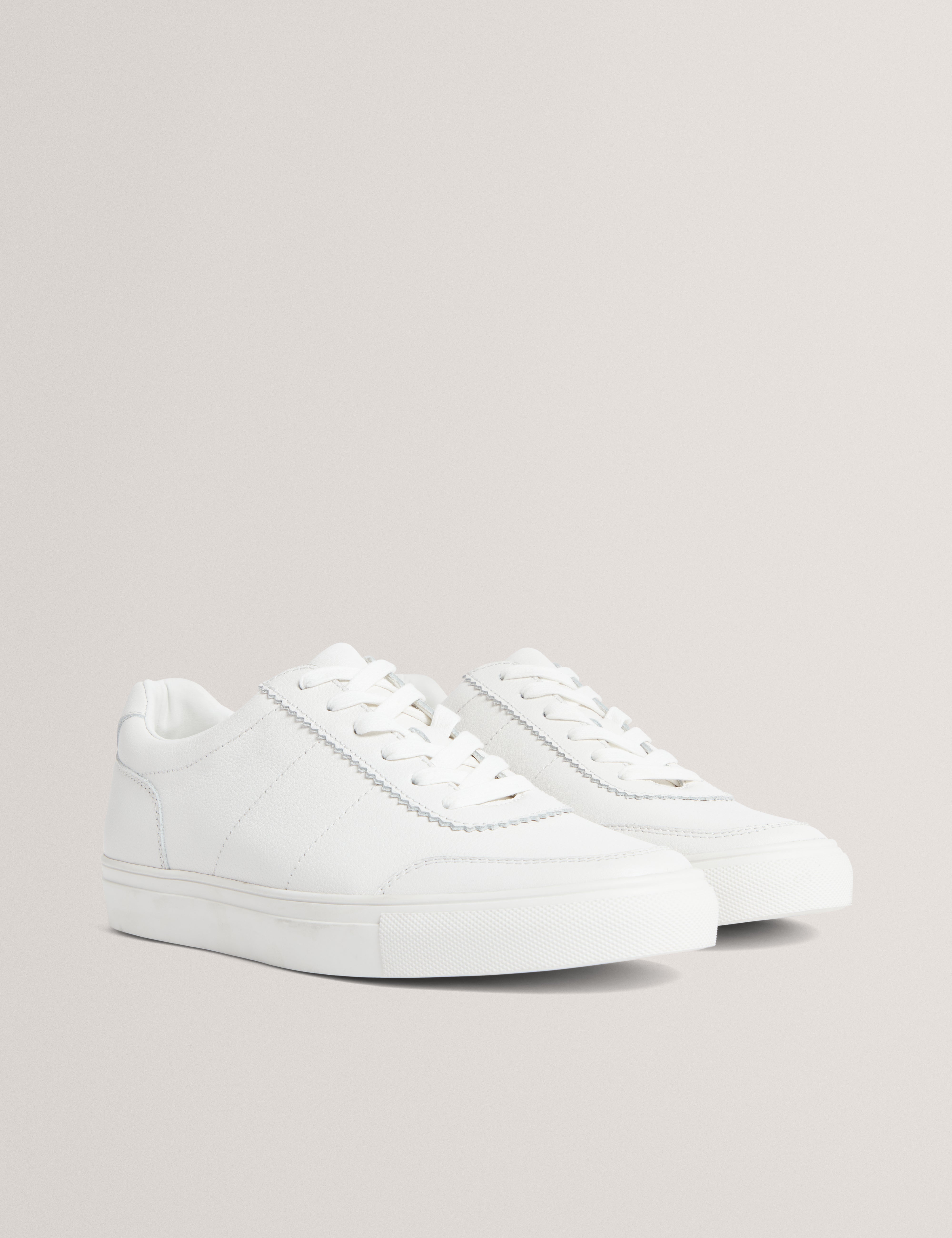 Kerison Pebbled Leather Trainer White