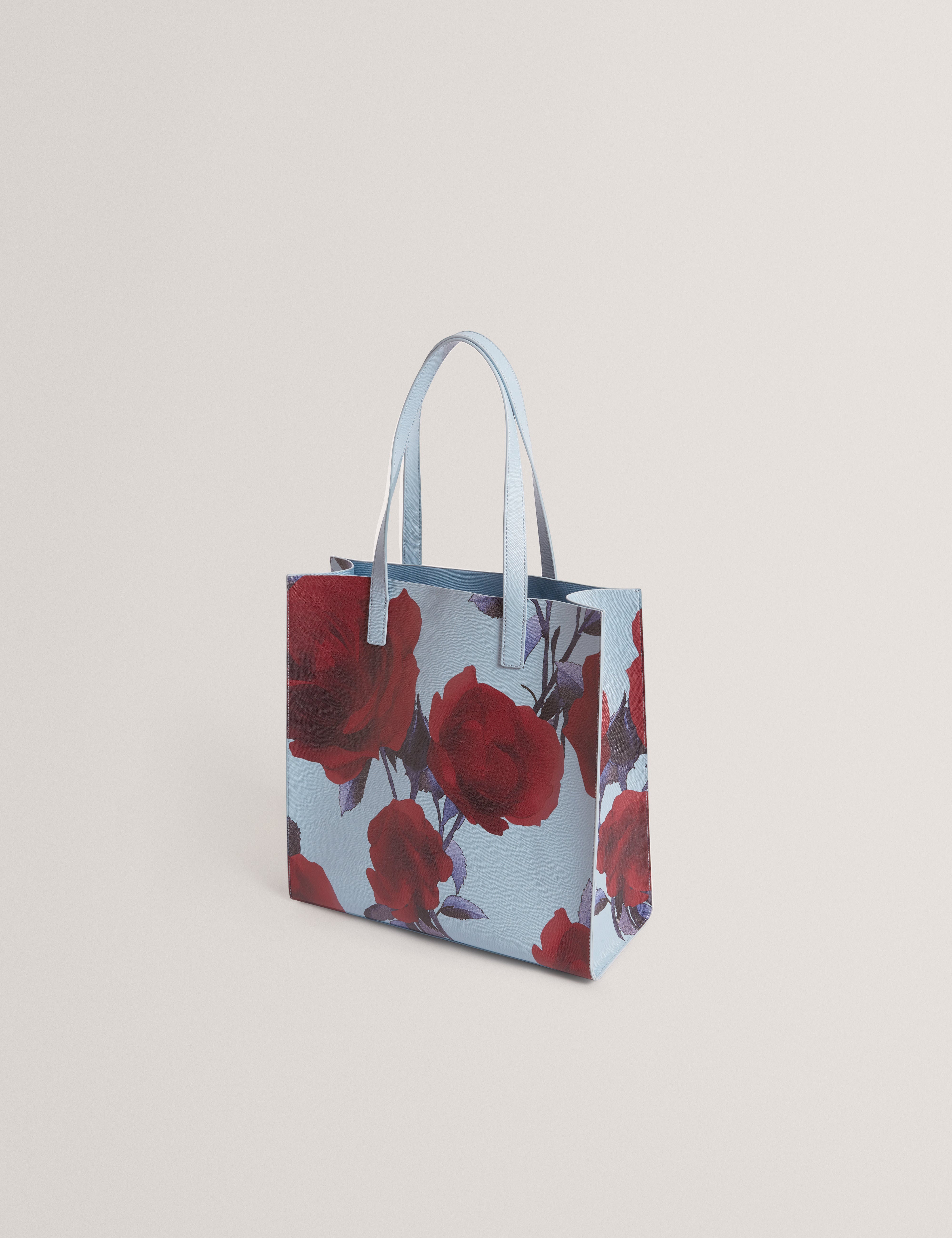 Elyzaa Large Rose Print Icon Bag Mid-Blue