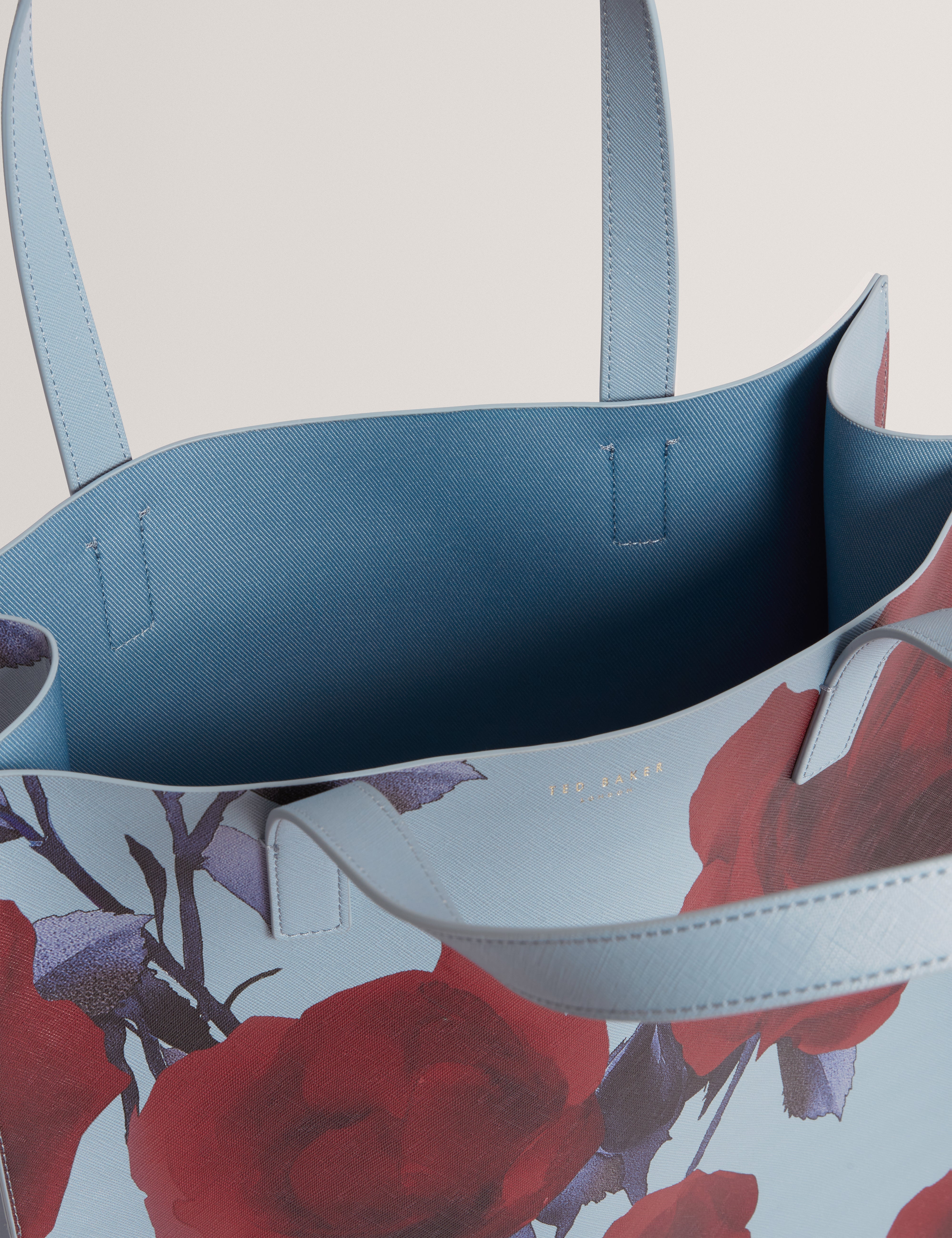 Elyzaa Large Rose Print Icon Bag Mid-Blue