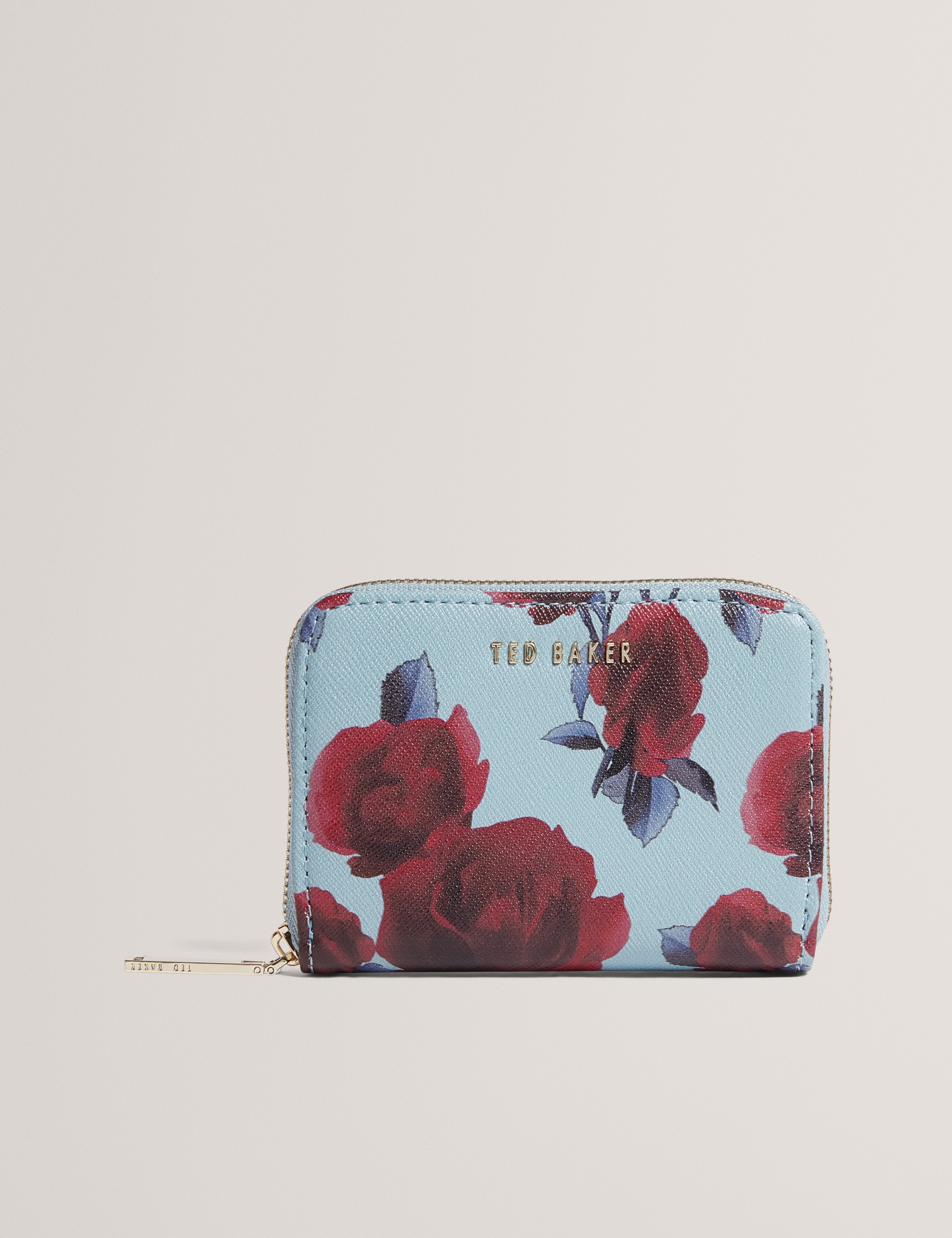 Elodi Small Rose Print Zip Around Purse Mid-Blue