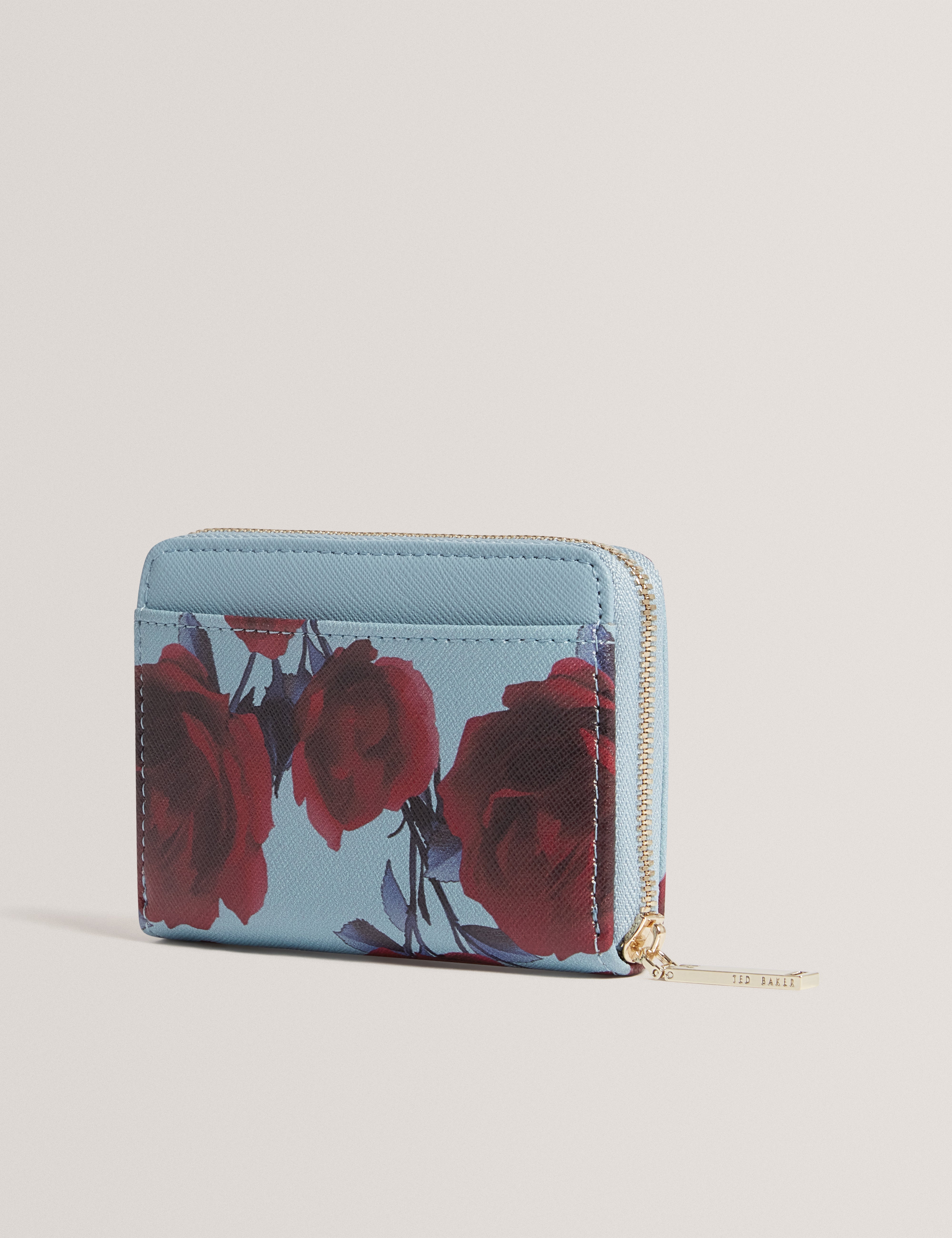 Elodi Small Rose Print Zip Around Purse Mid-Blue