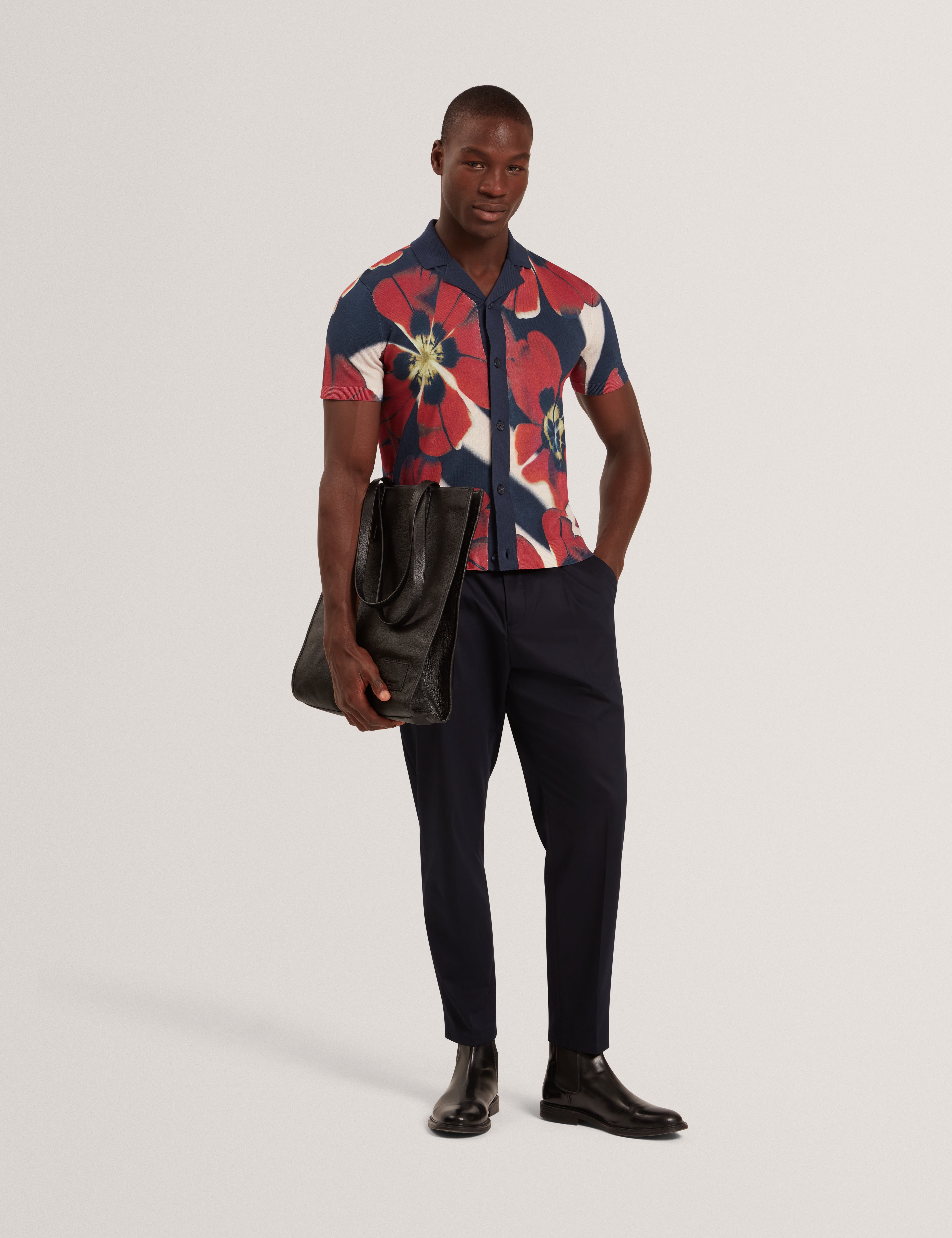 Wyric Short Sleeve Floral Print Knitted Shirt Multicol