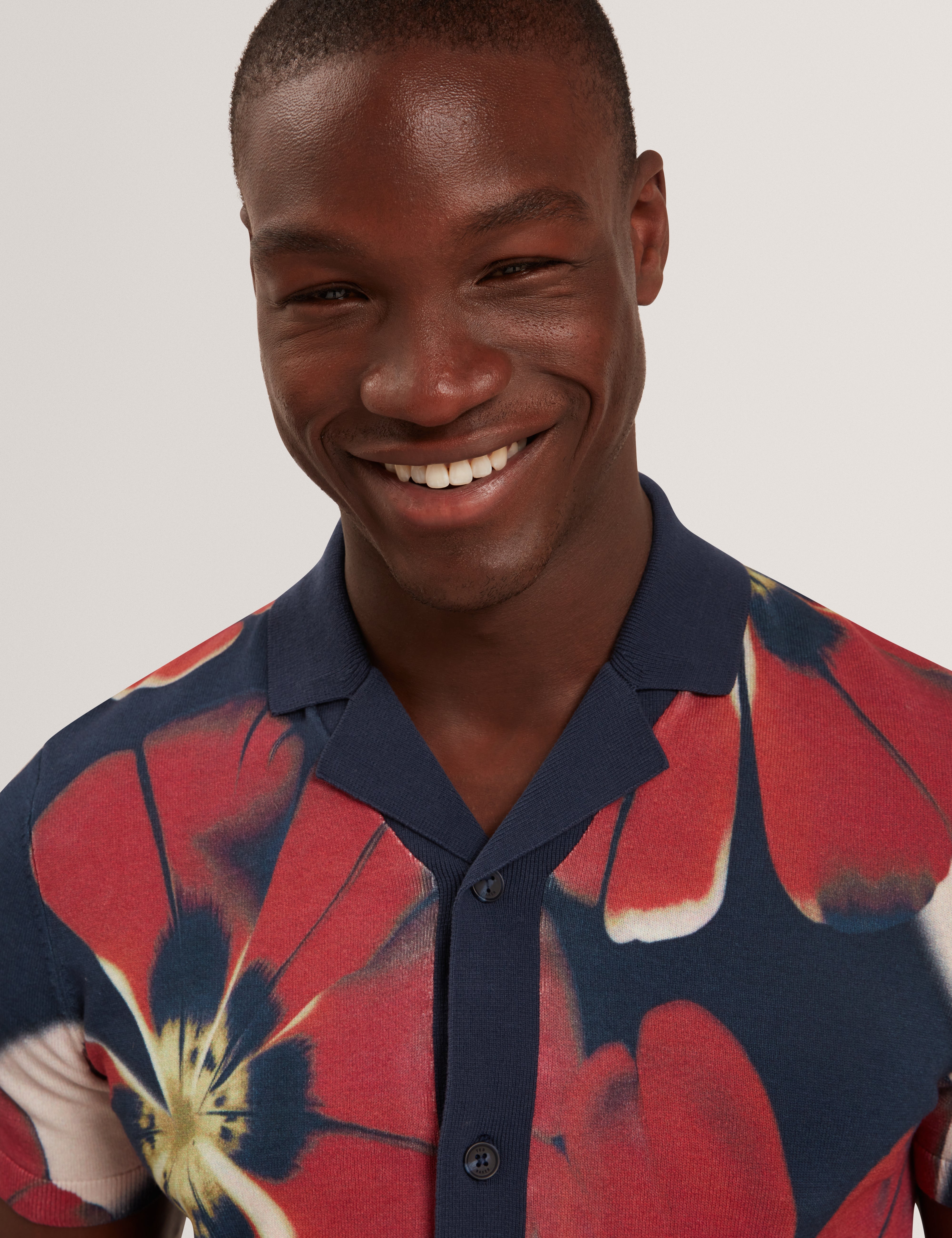Wyric Short Sleeve Floral Print Knitted Shirt Multicol