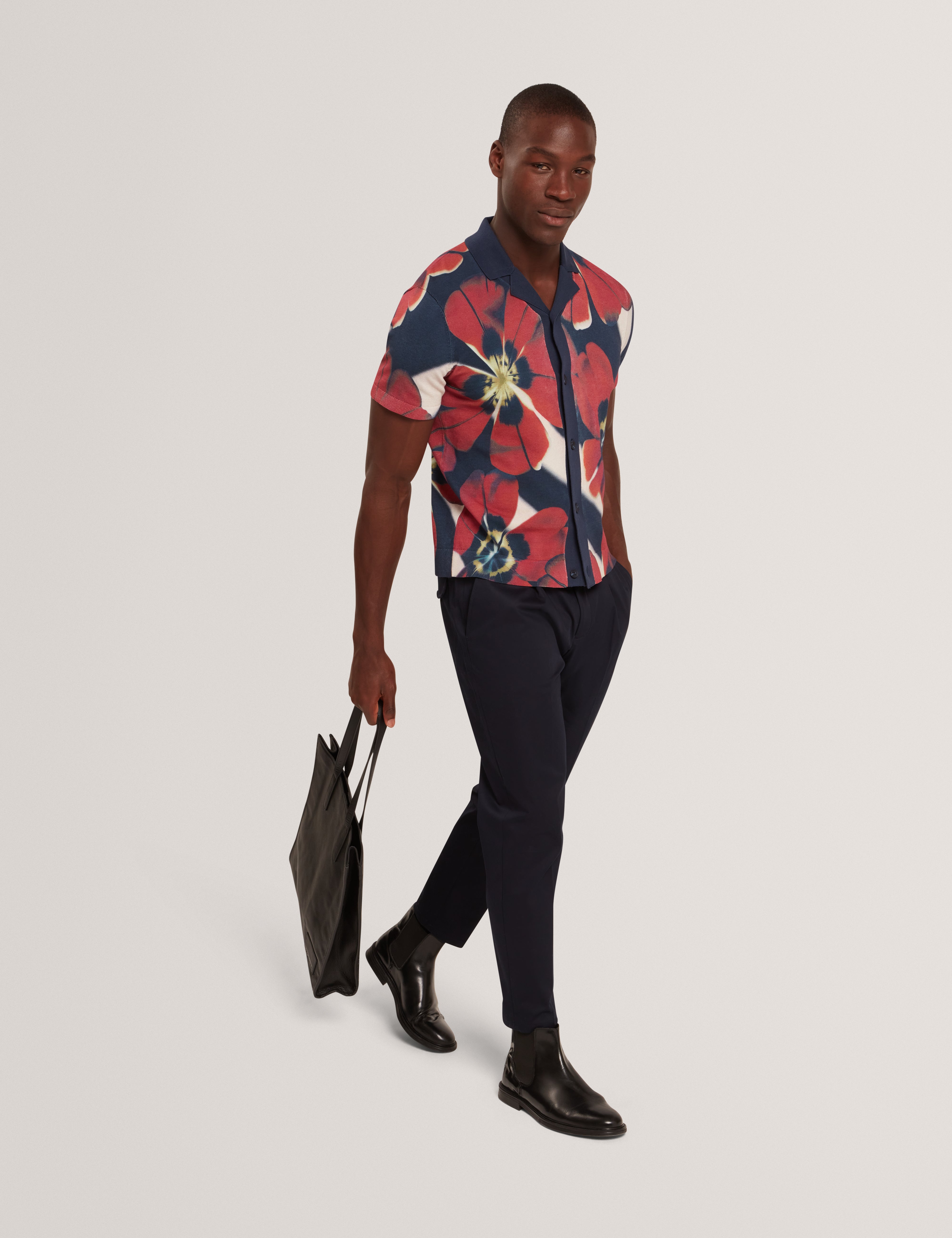 Wyric Short Sleeve Floral Print Knitted Shirt Multicol