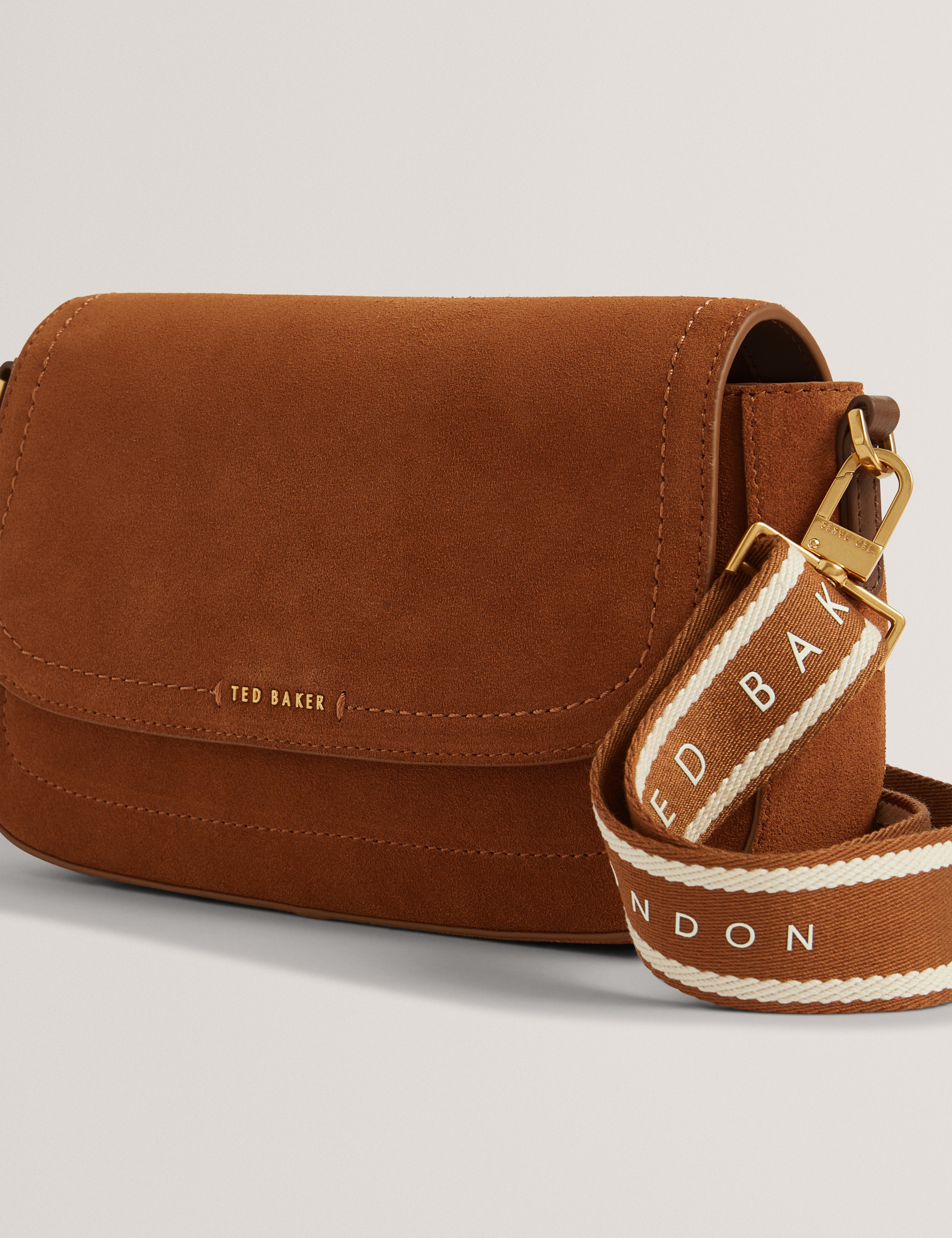 Shayne Webbing Suede Crossbody Bag Brown