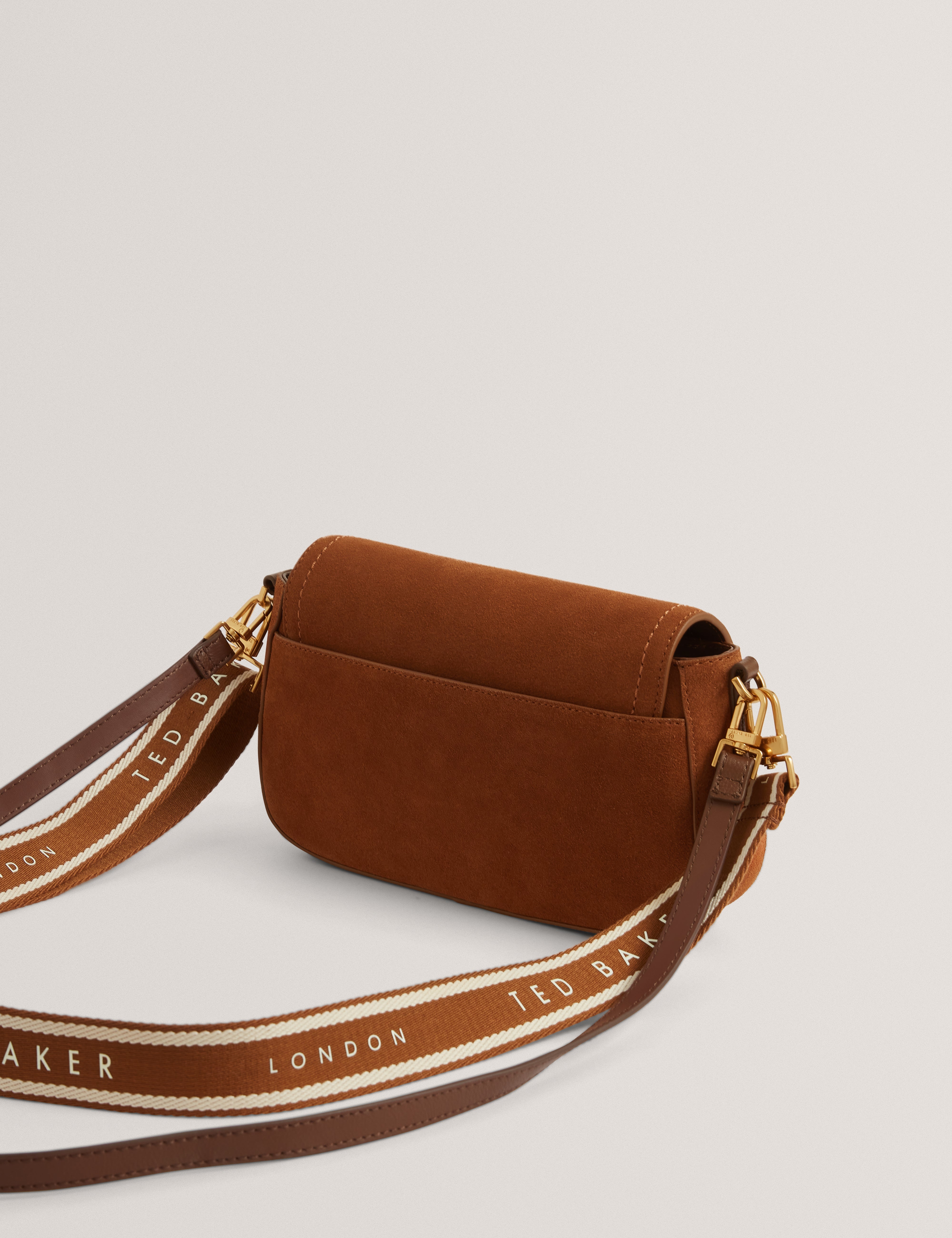 Shayne Webbing Suede Crossbody Bag Brown