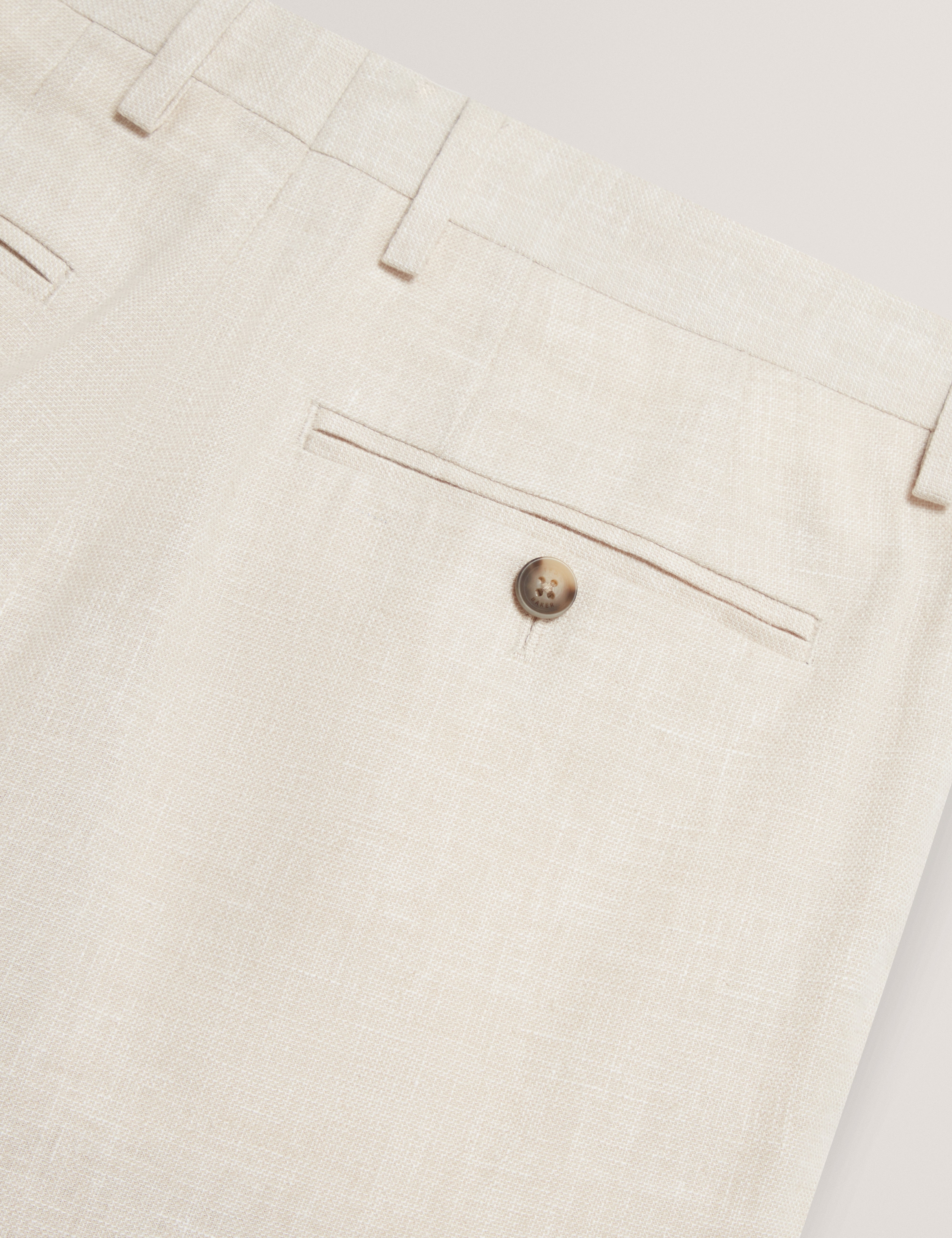 Givrant Slim Fit Linen Blend Trouser Ecru