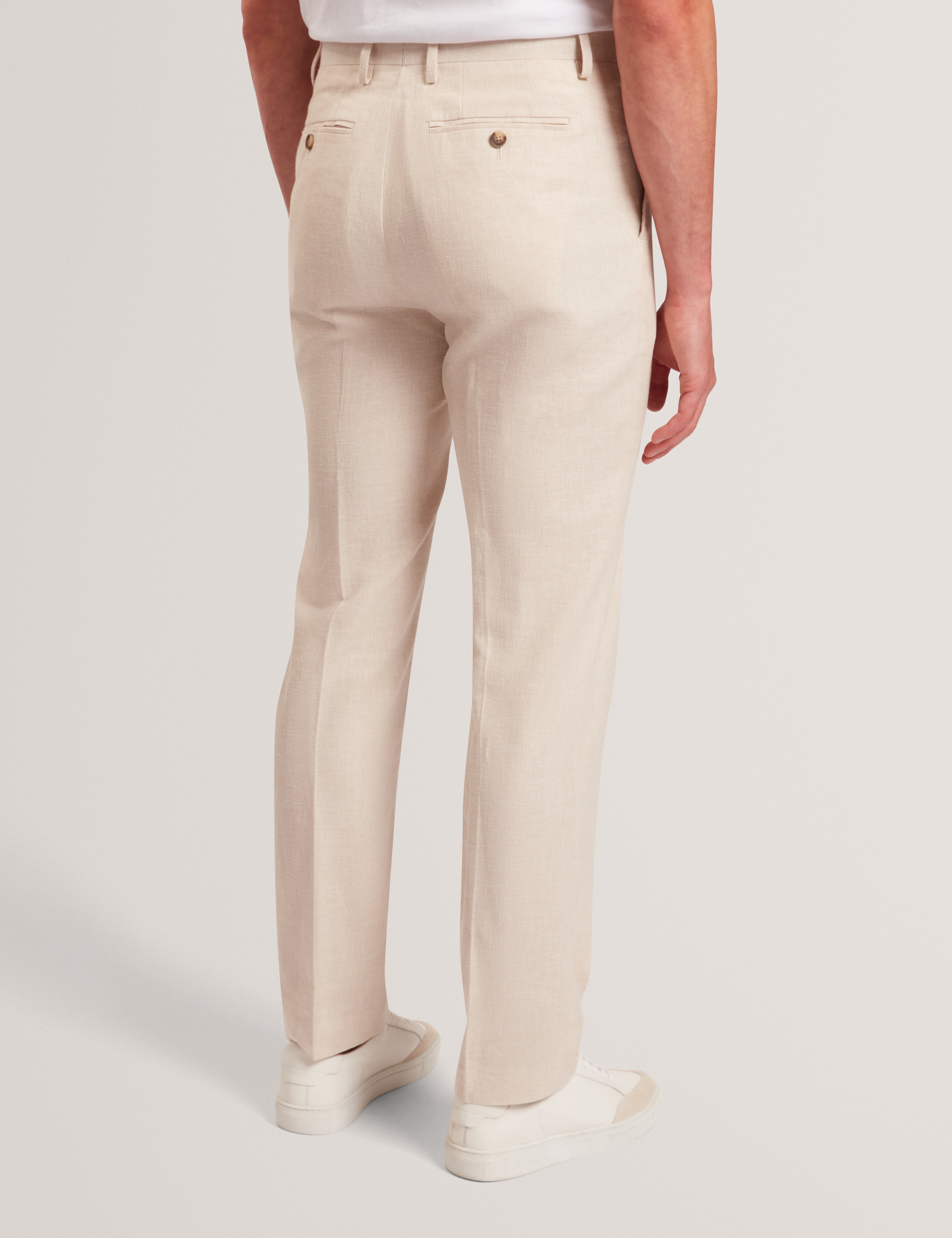 Givrant Slim Fit Linen Blend Trouser Ecru