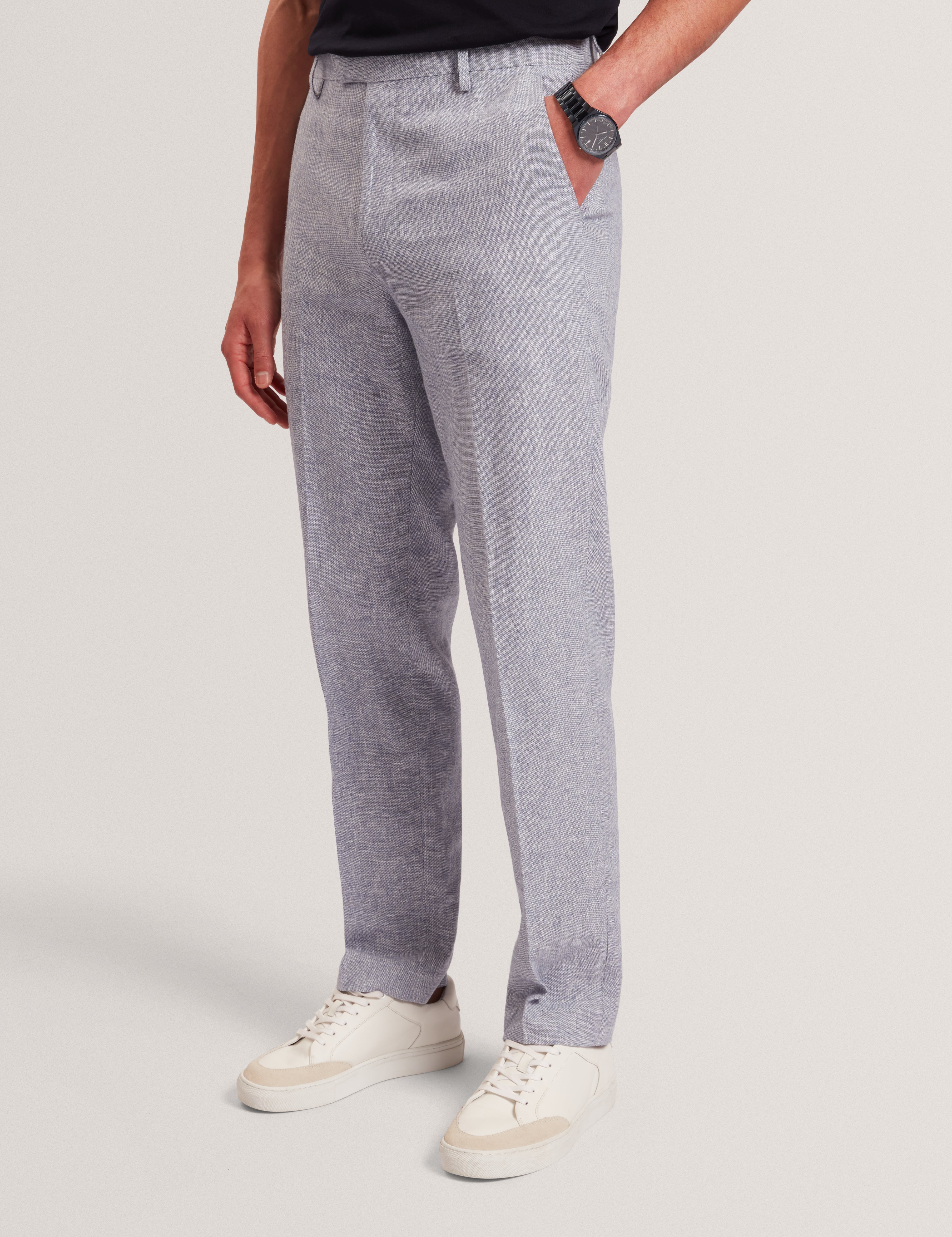 Givrant Slim Fit Linen Blend Trouser Lt-Blue