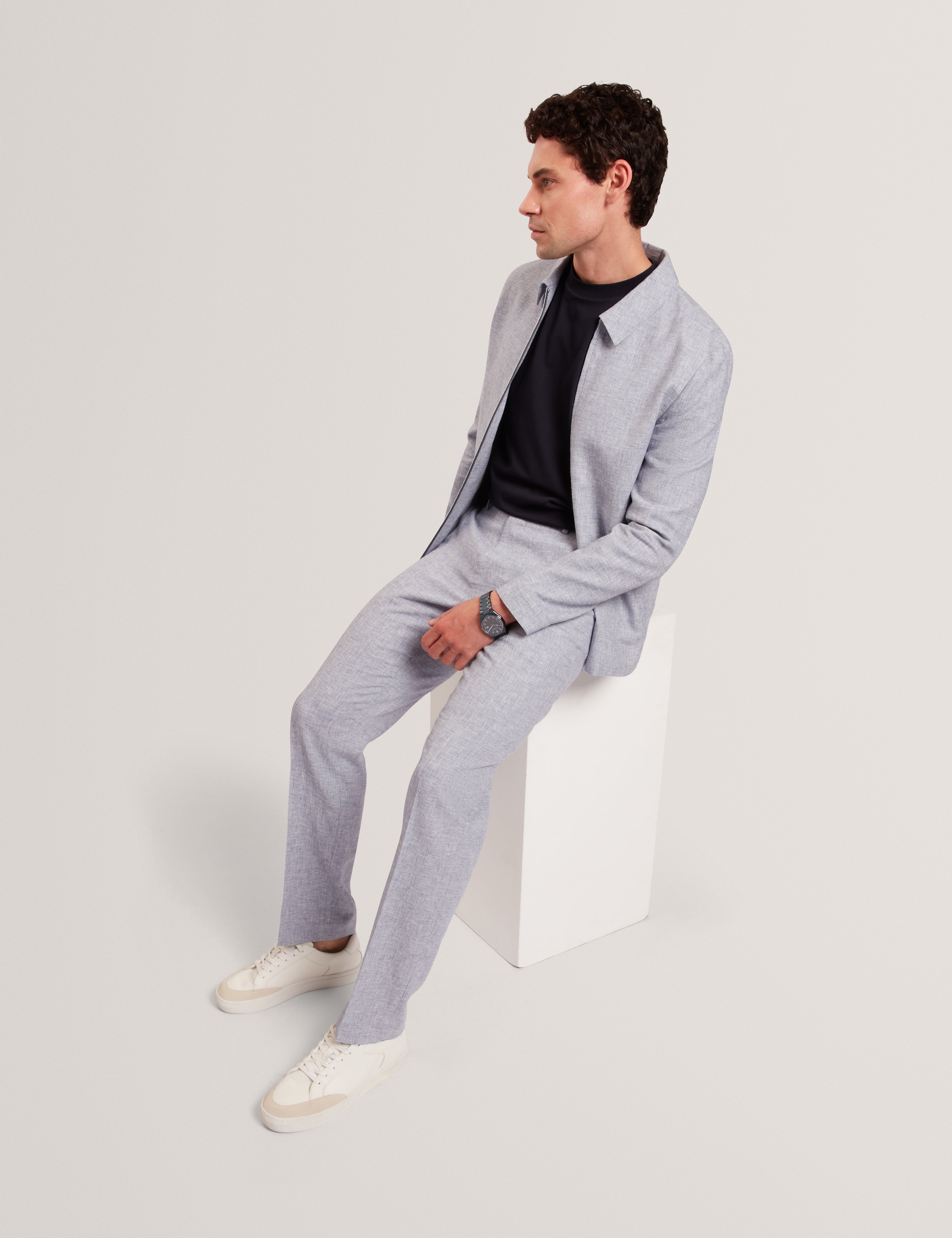 Givrant Slim Fit Linen Blend Trouser Lt-Blue