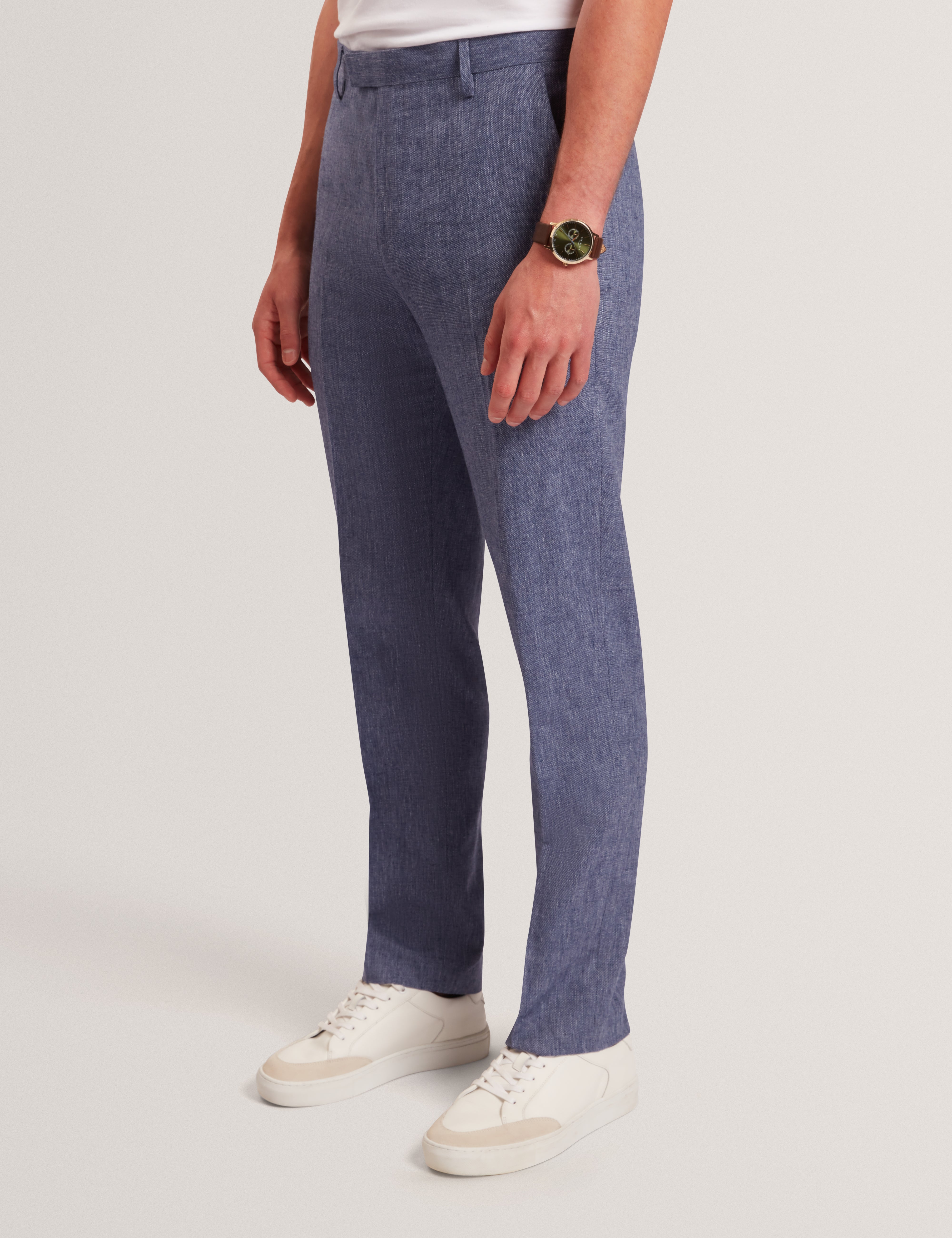 Givrant Slim Fit Linen Blend Trouser Navy