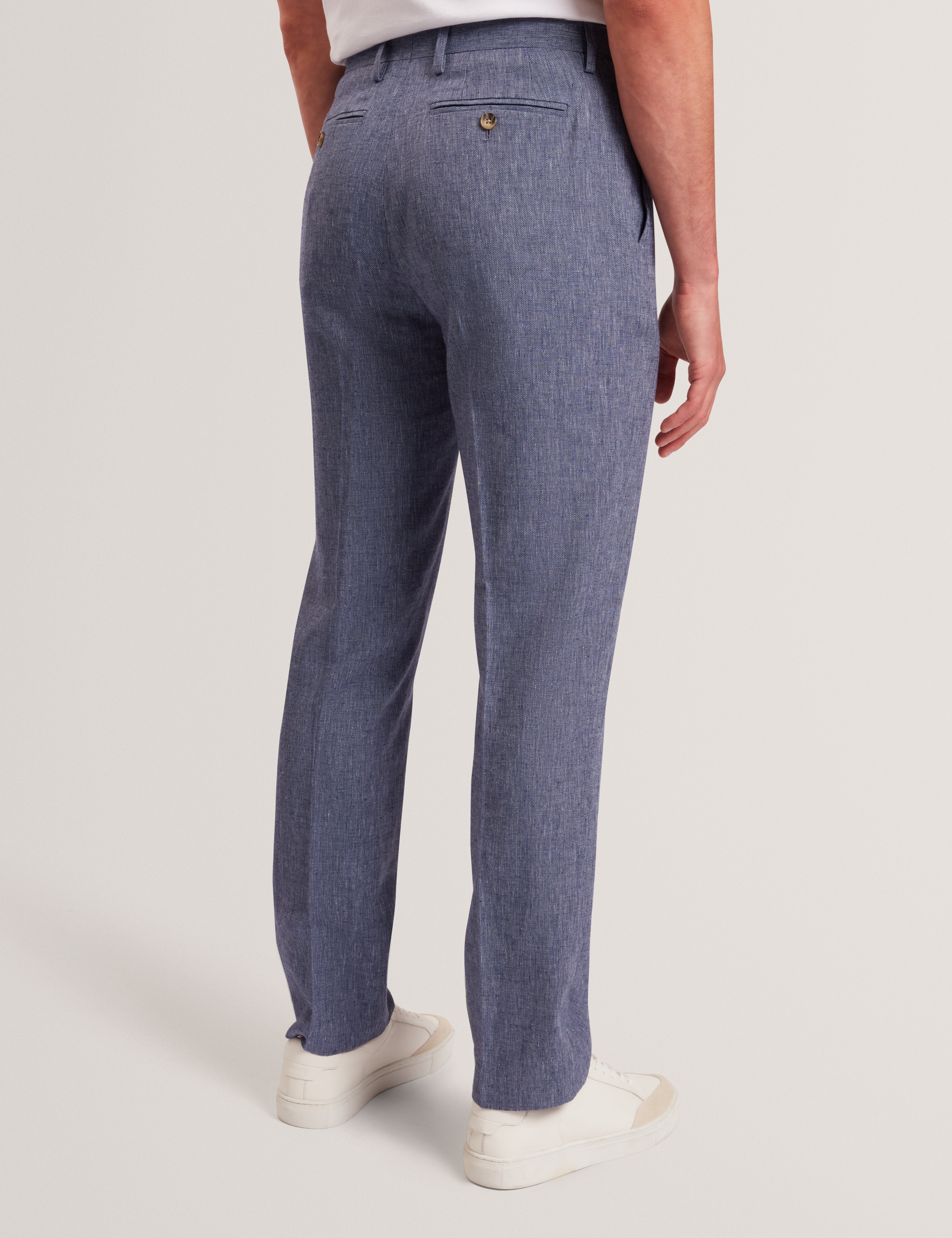 Givrant Slim Fit Linen Blend Trouser Navy