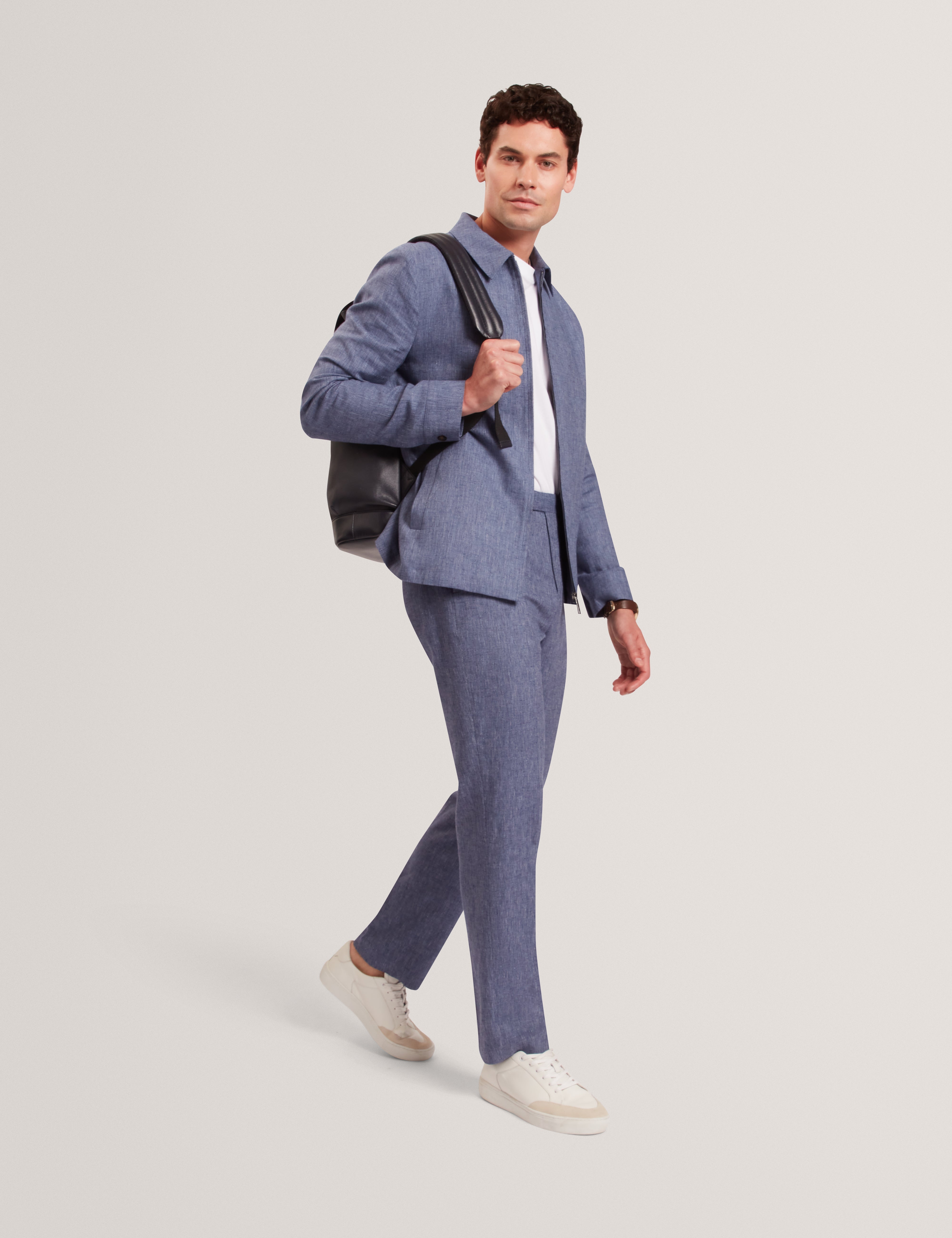 Givrant Slim Fit Linen Blend Trouser Navy