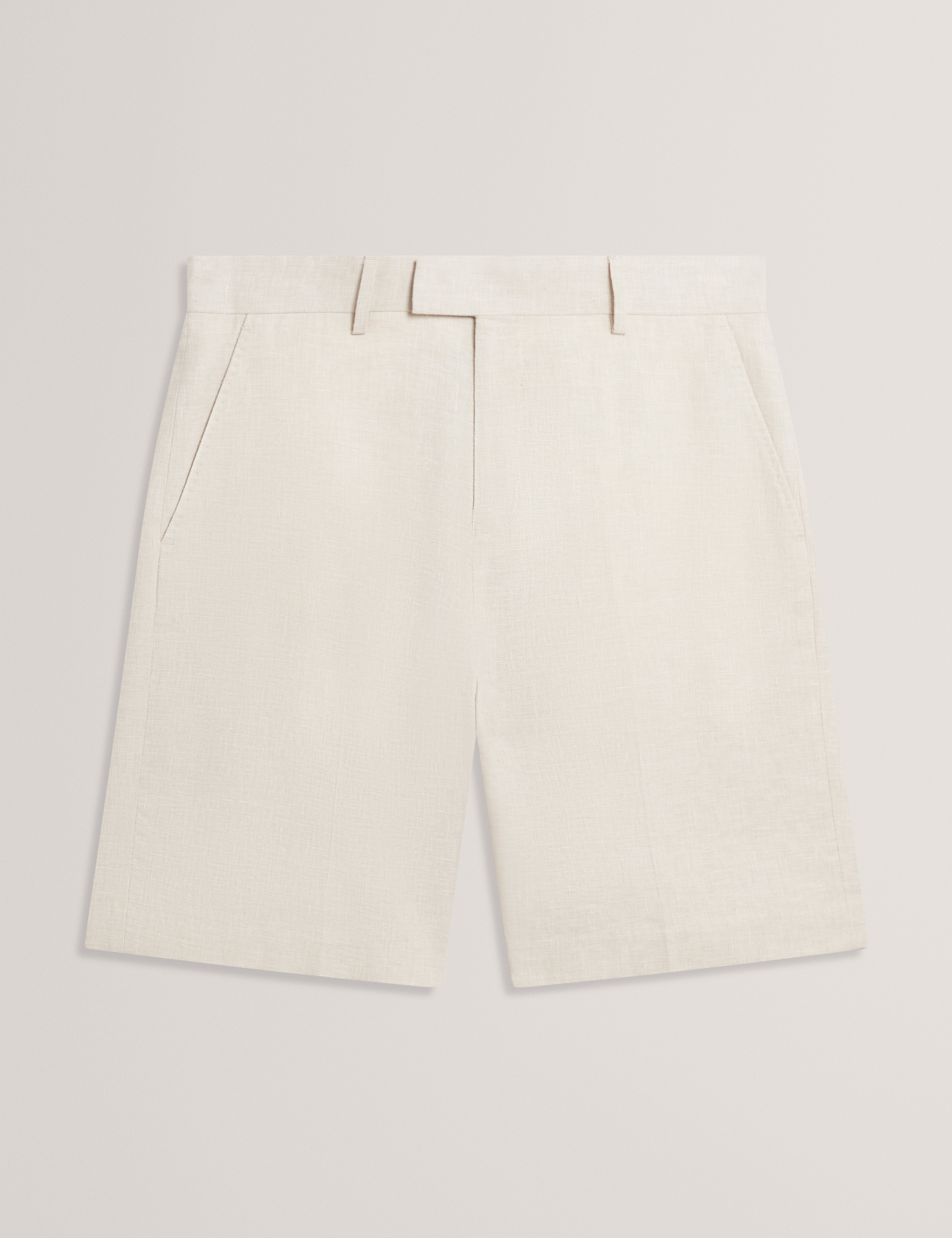 Givran Slim Fit Linen Blend Short Ecru