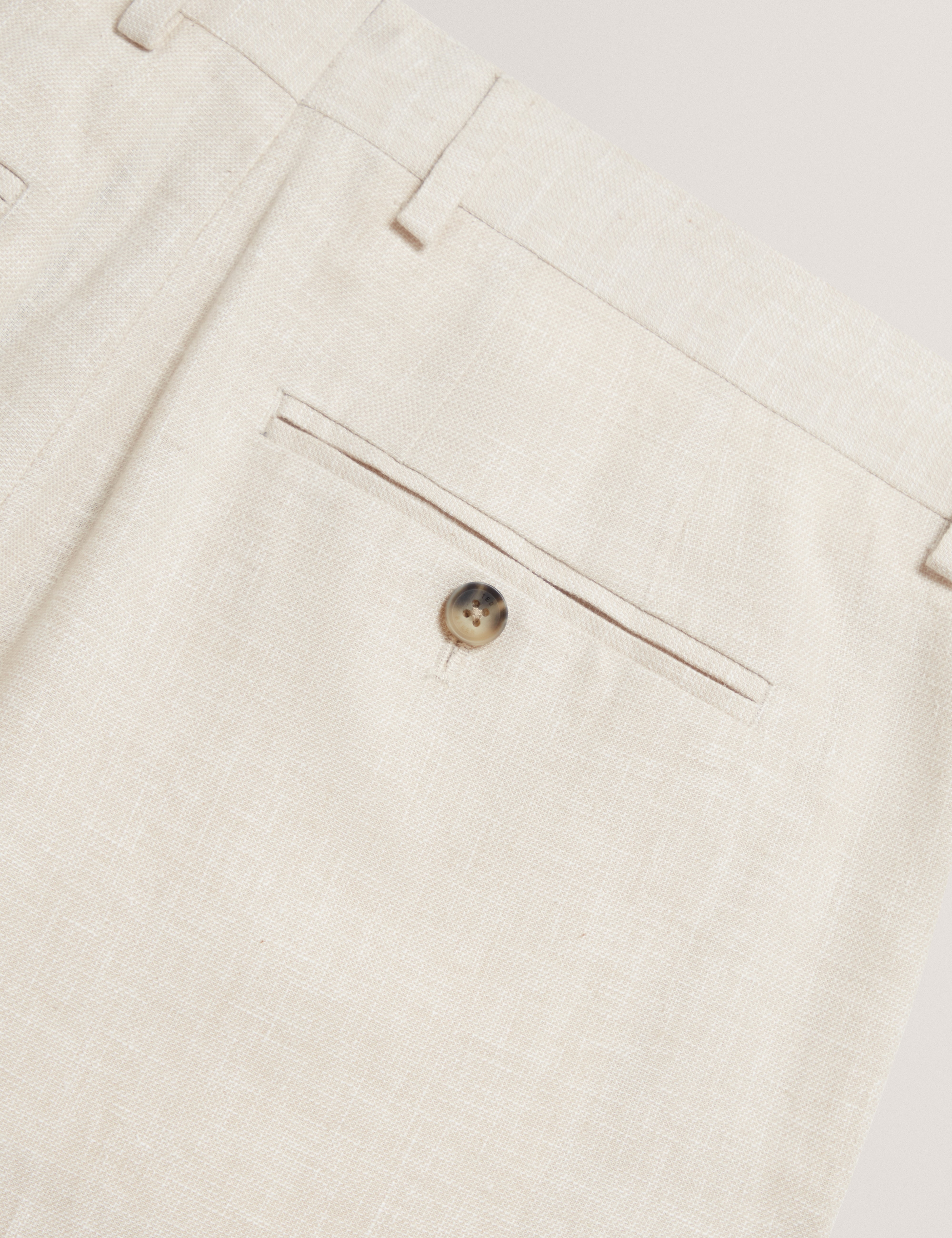 Givran Slim Fit Linen Blend Short Ecru