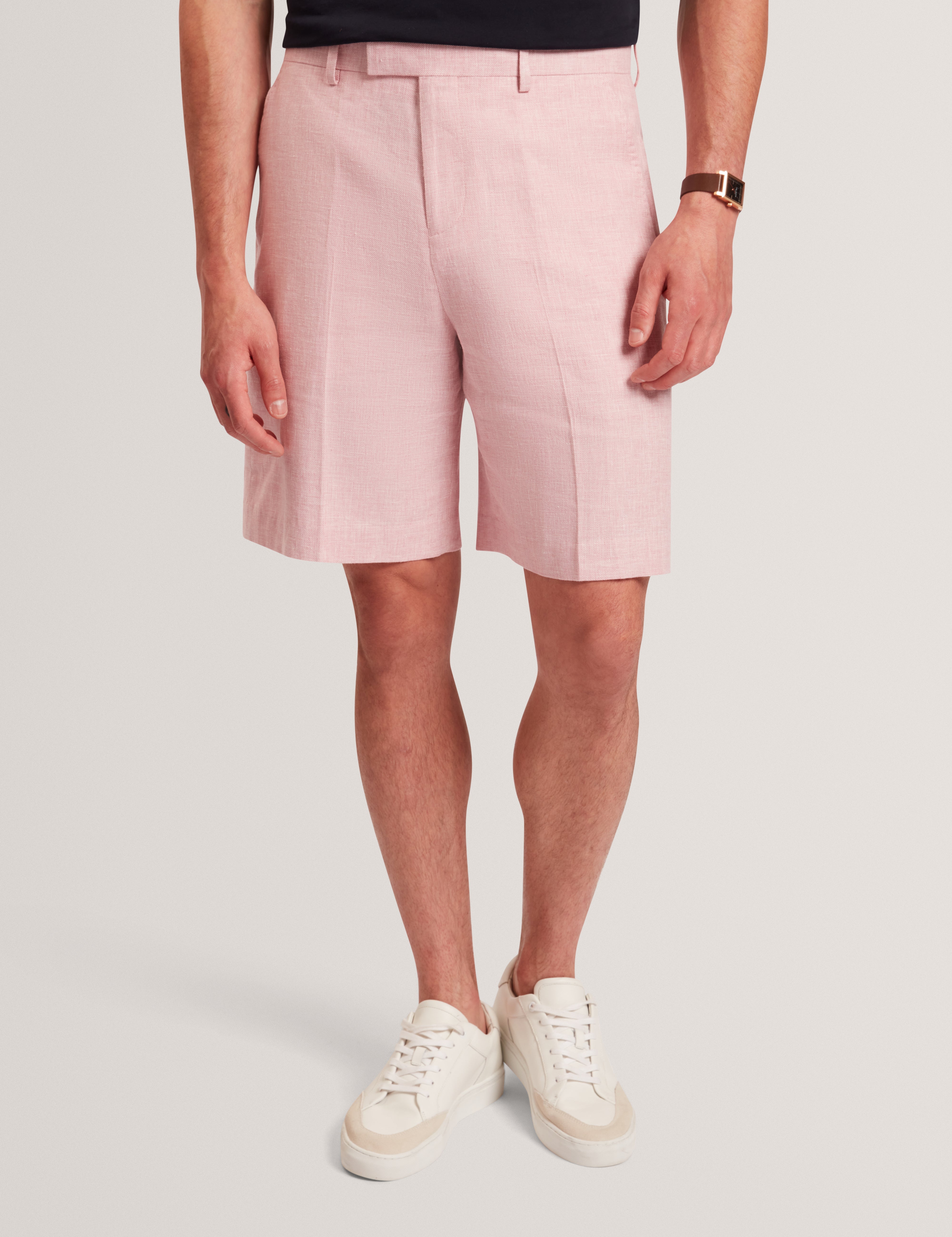 Givran Slim Fit Linen Blend Short Lt-Pink
