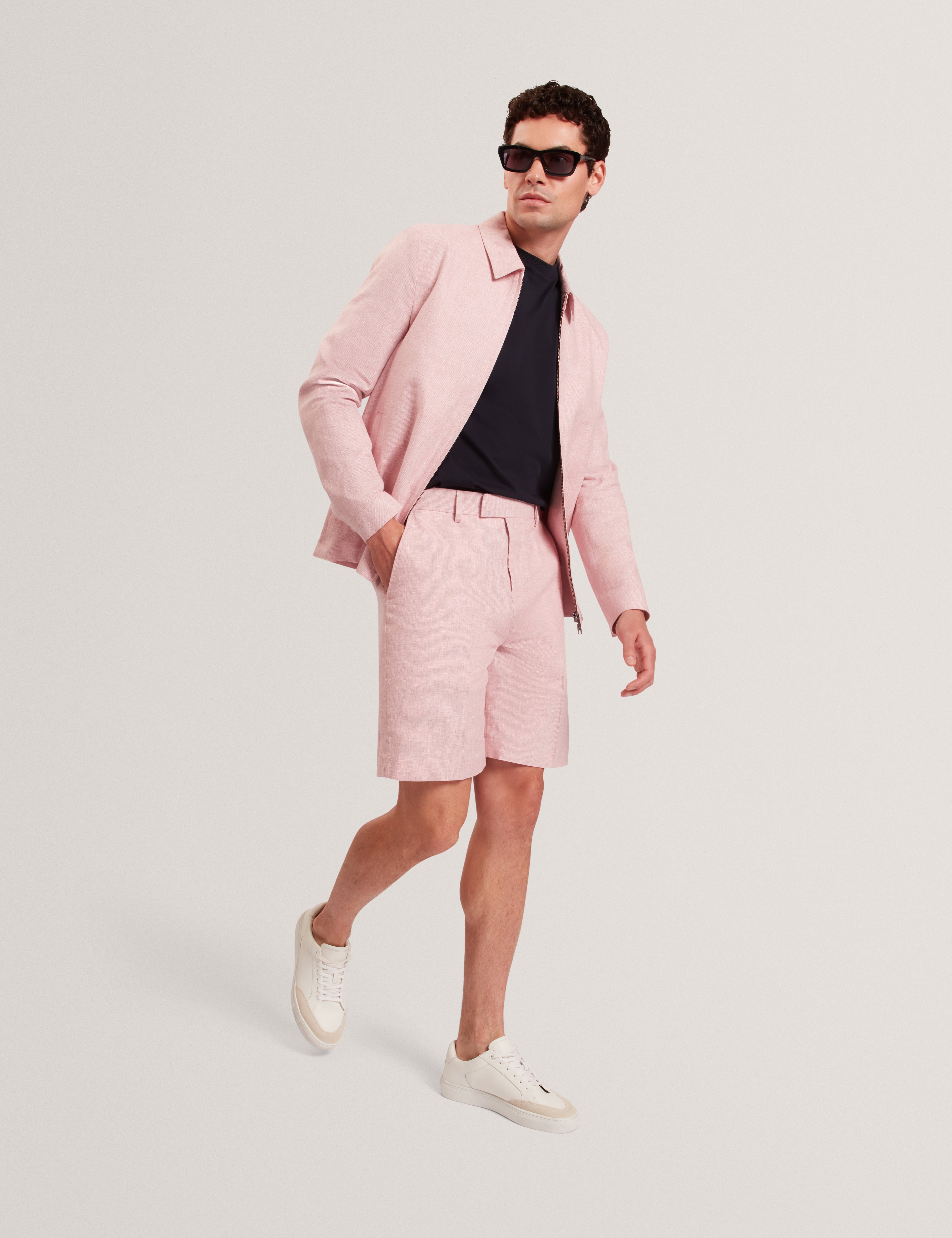 Givran Slim Fit Linen Blend Short Lt-Pink