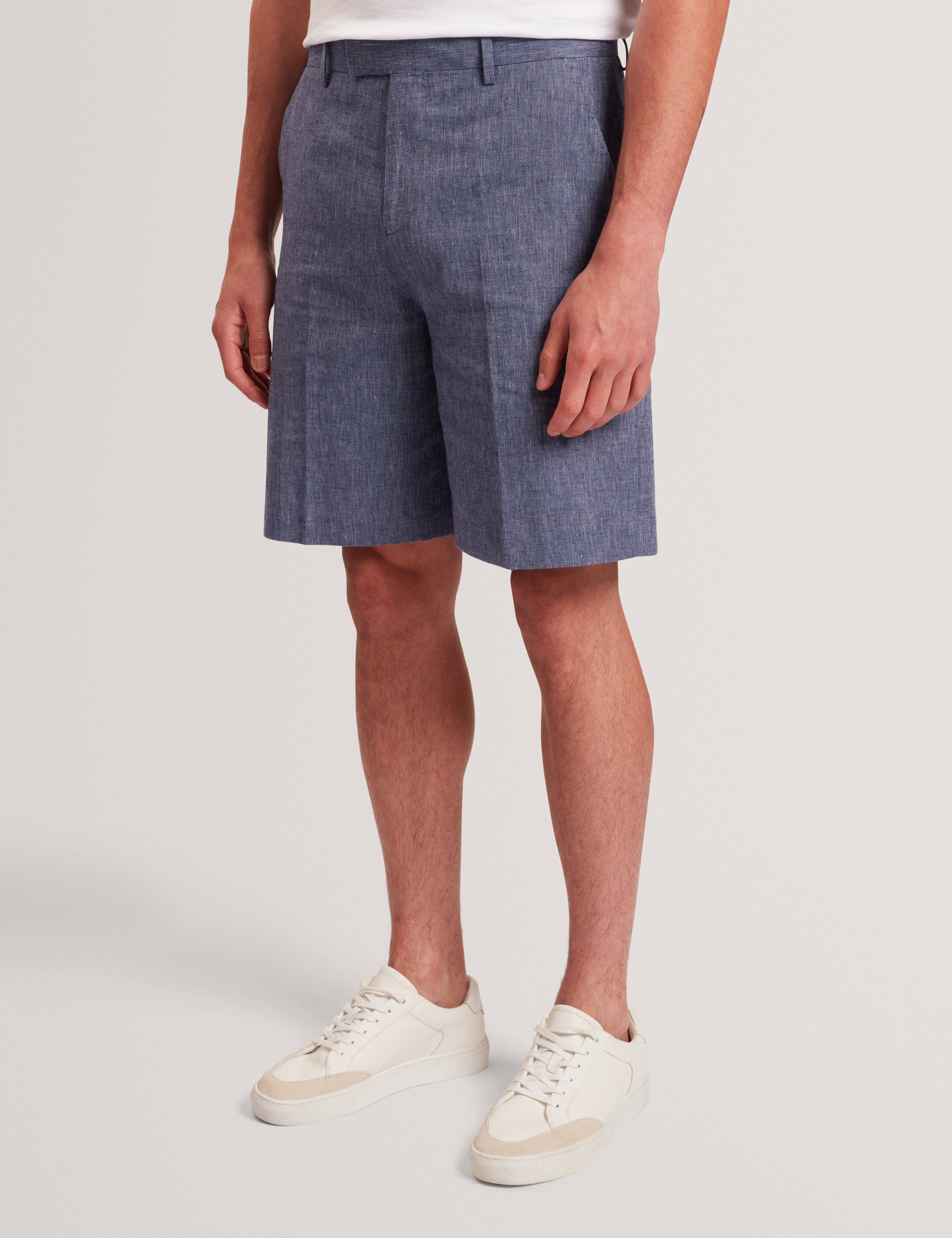Givran Slim Fit Linen Blend Short Navy
