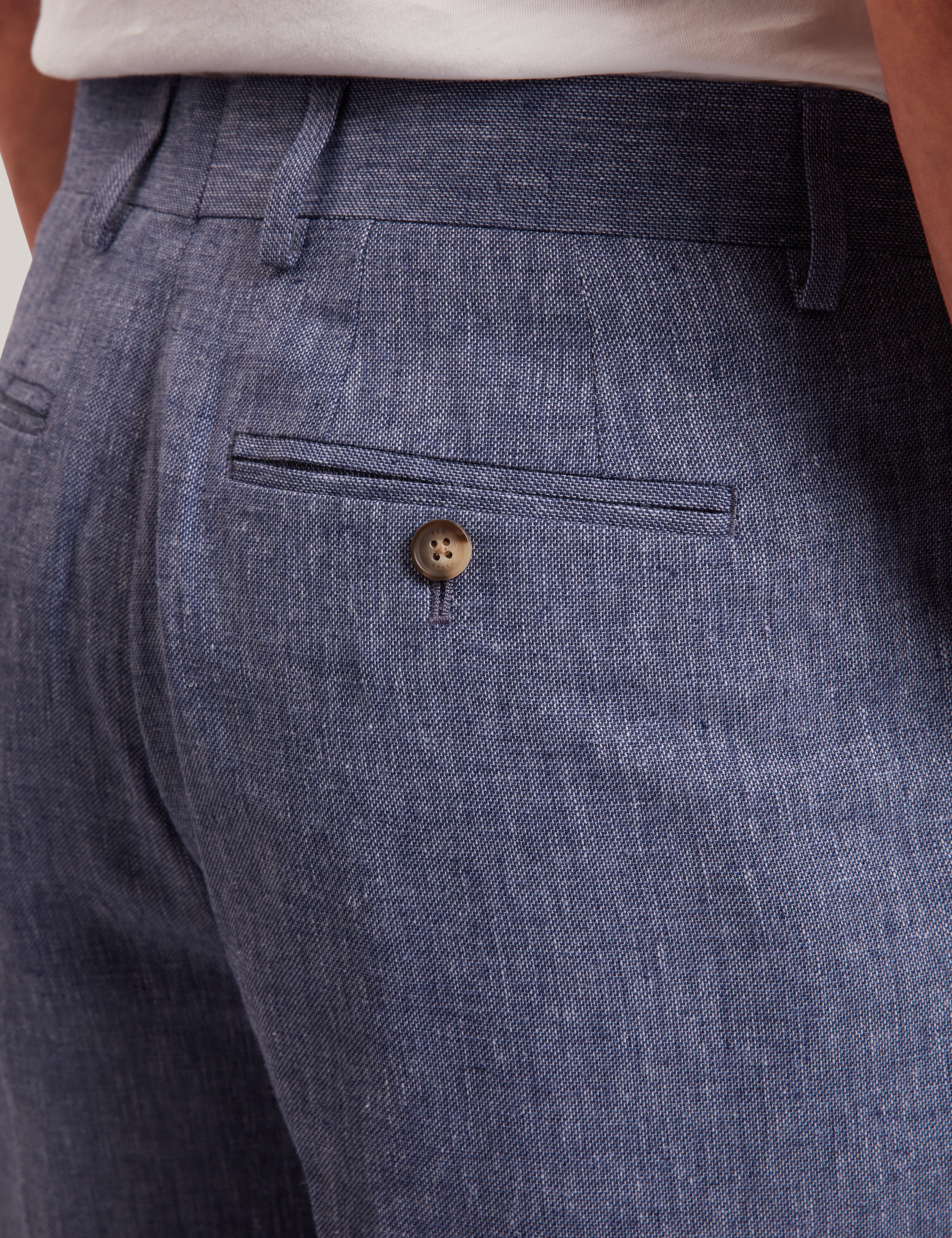 Givran Slim Fit Linen Blend Short Navy