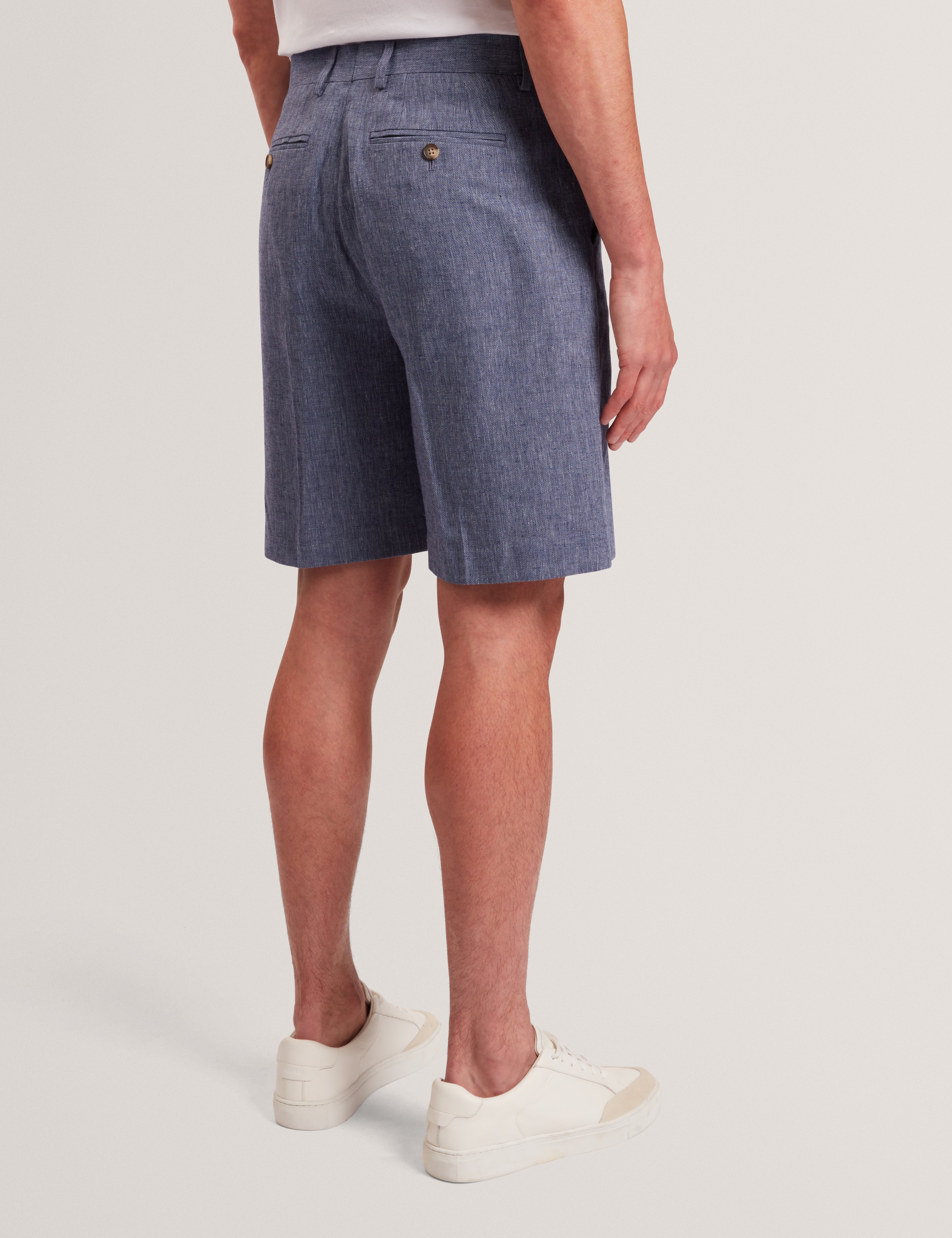 Givran Slim Fit Linen Blend Short Navy