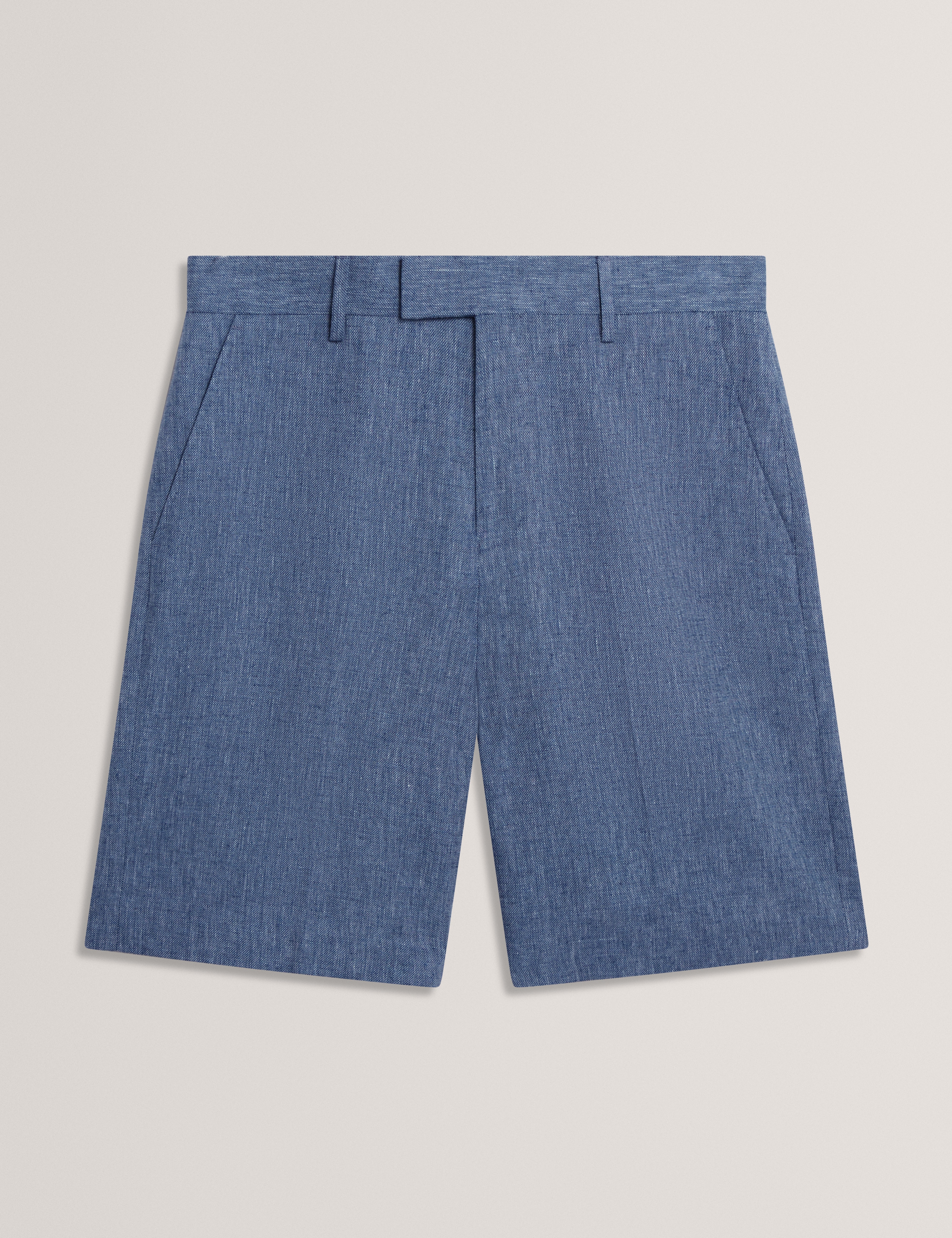 Givran Slim Fit Linen Blend Short Navy