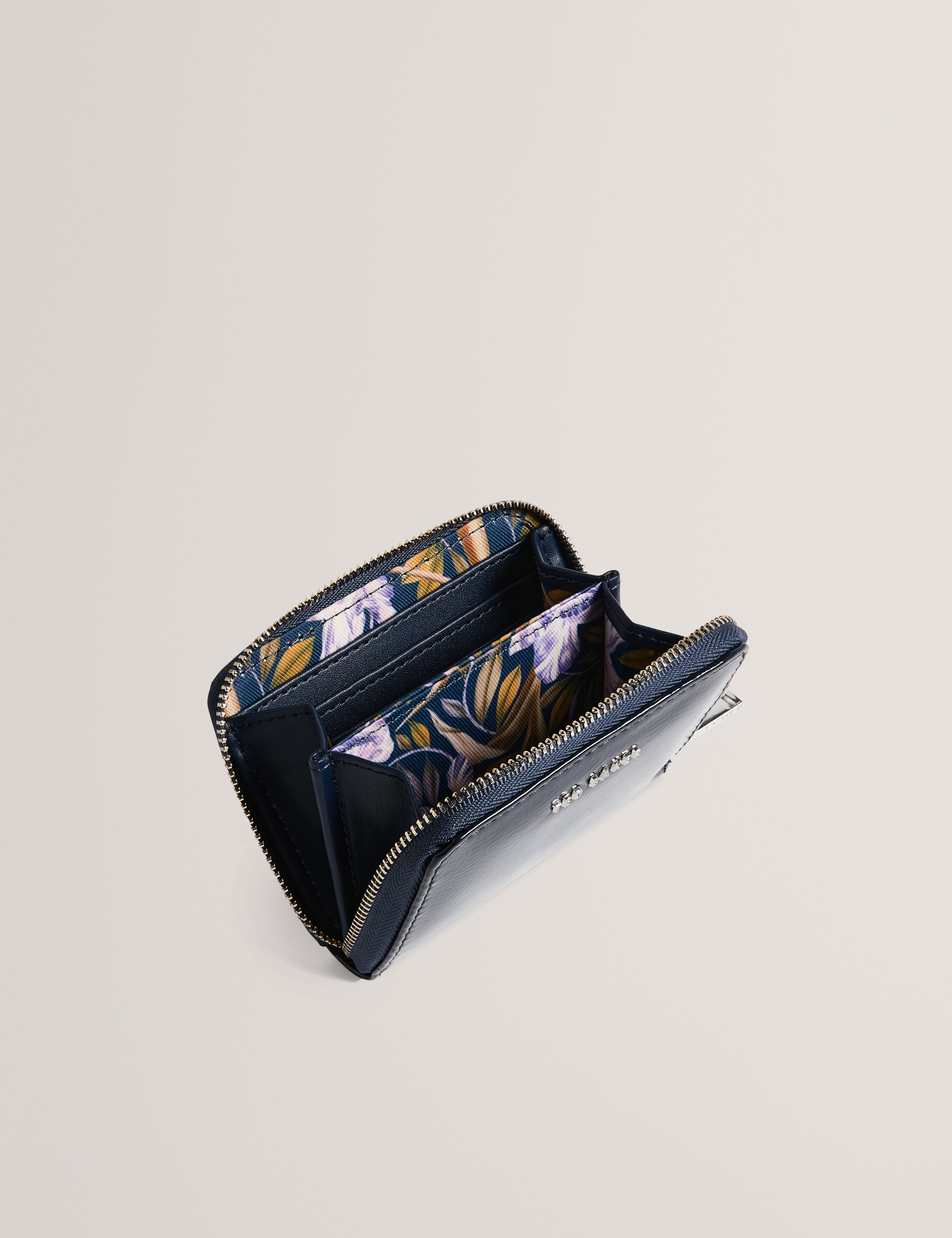 Cailee Small Crinkle Zip Around Purse Navy