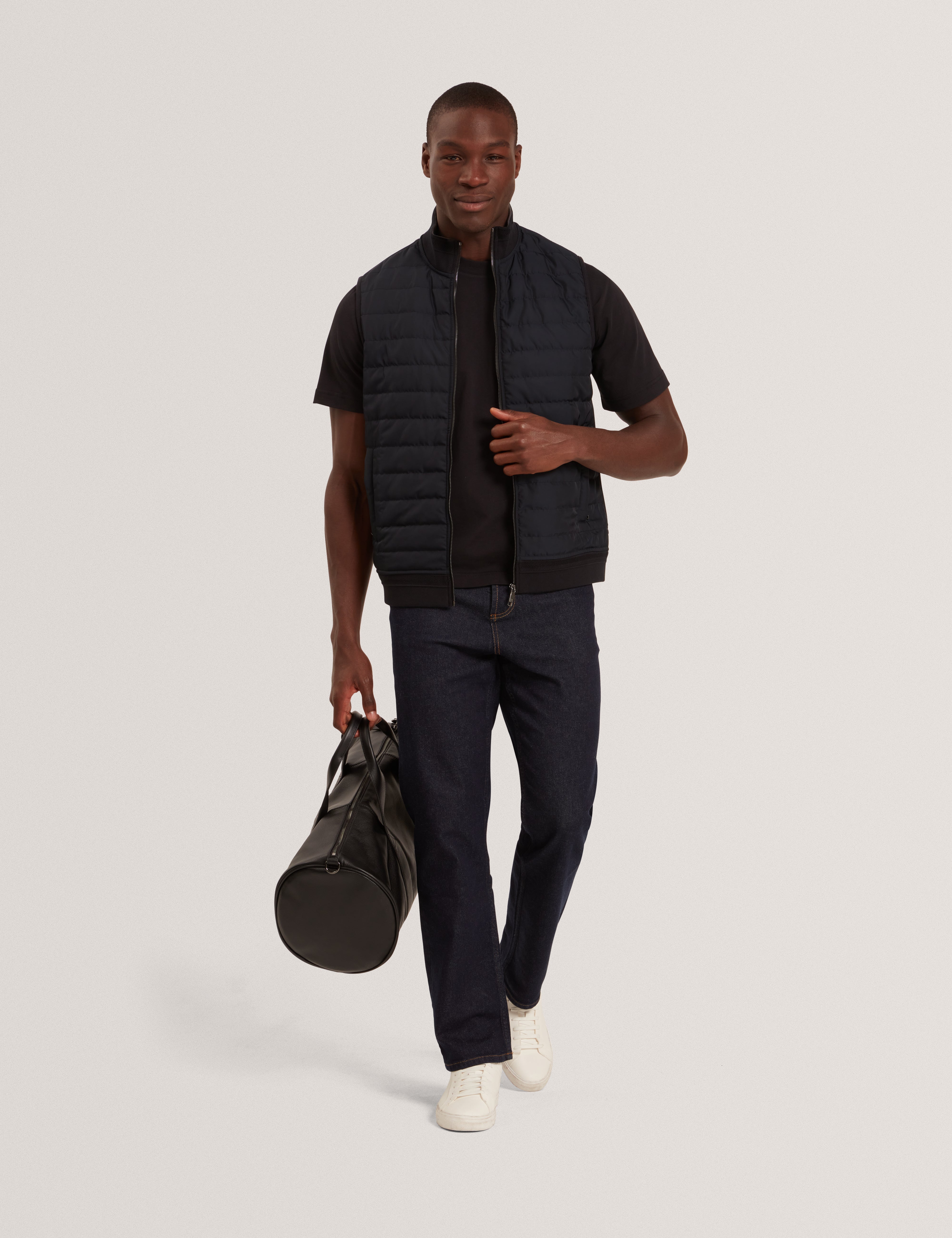 Pafavor Short Sleeve Regular Fit Quilted Gilet Black